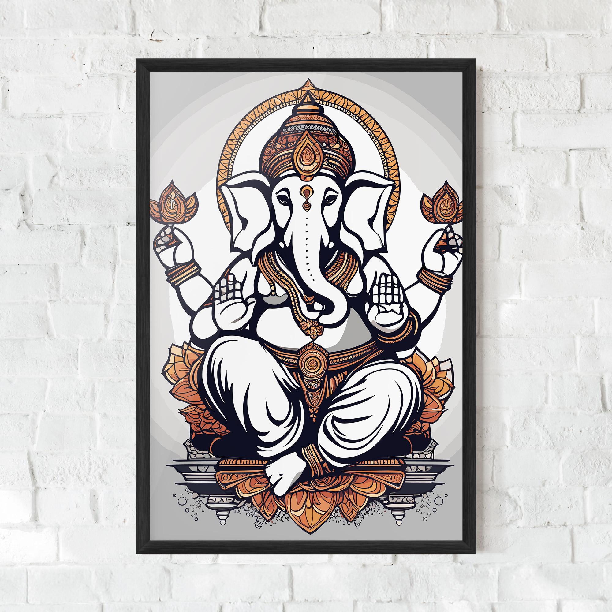 Plakat w Ramie Chaturthi Grey mockup 0