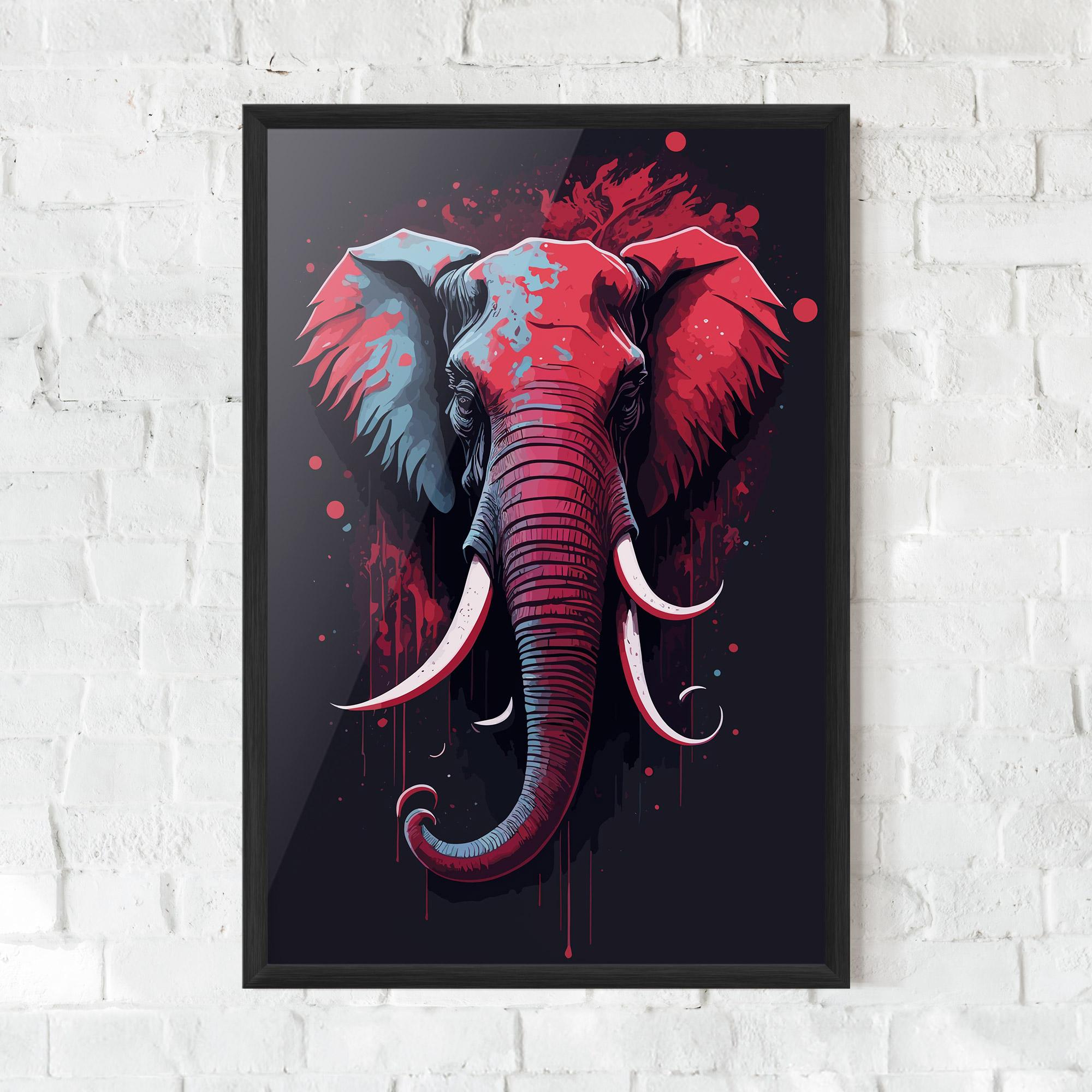 Plakat w Ramie Red Blue Elephant mockup 0