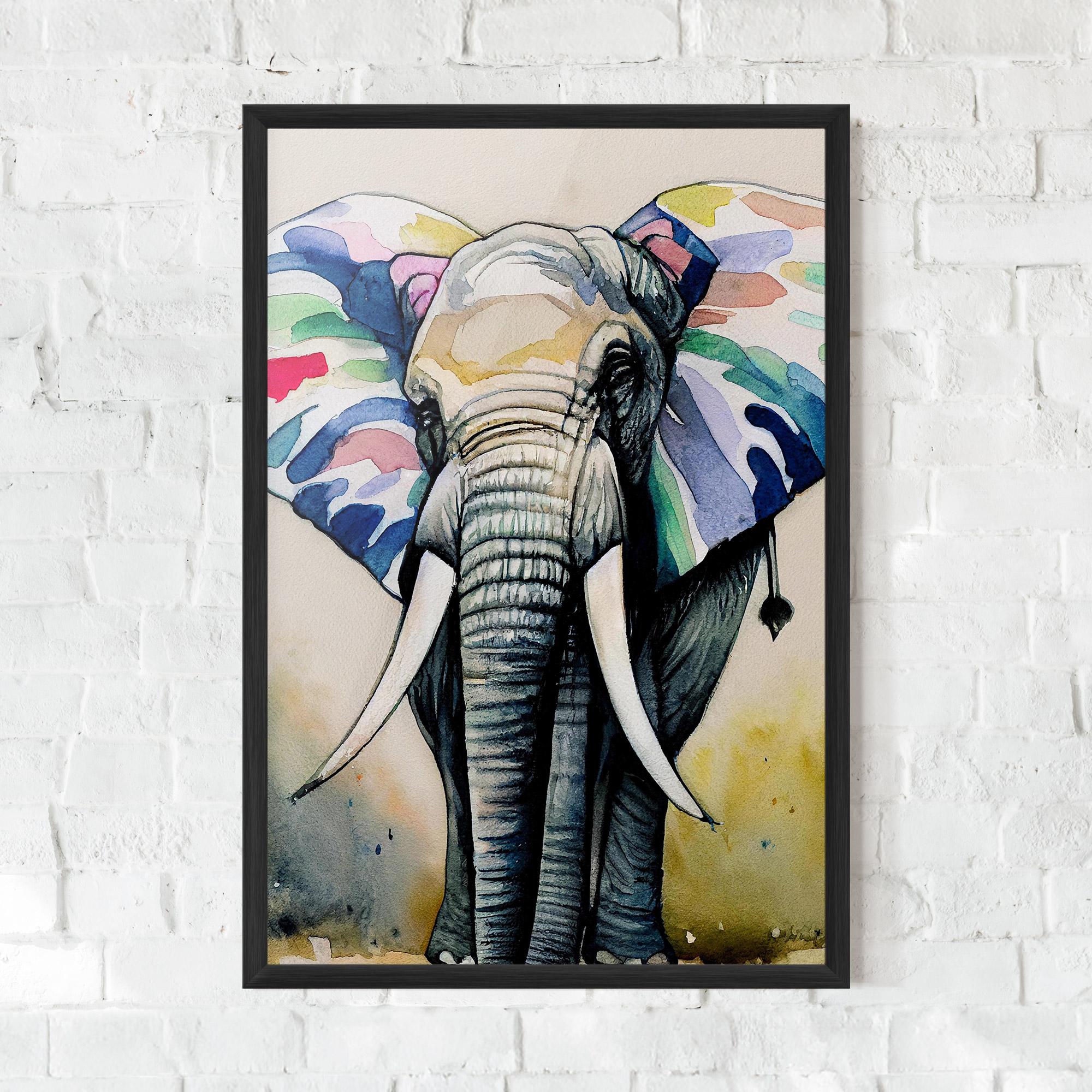 Plakat w Ramie Watercolor Elephant Art mockup 0