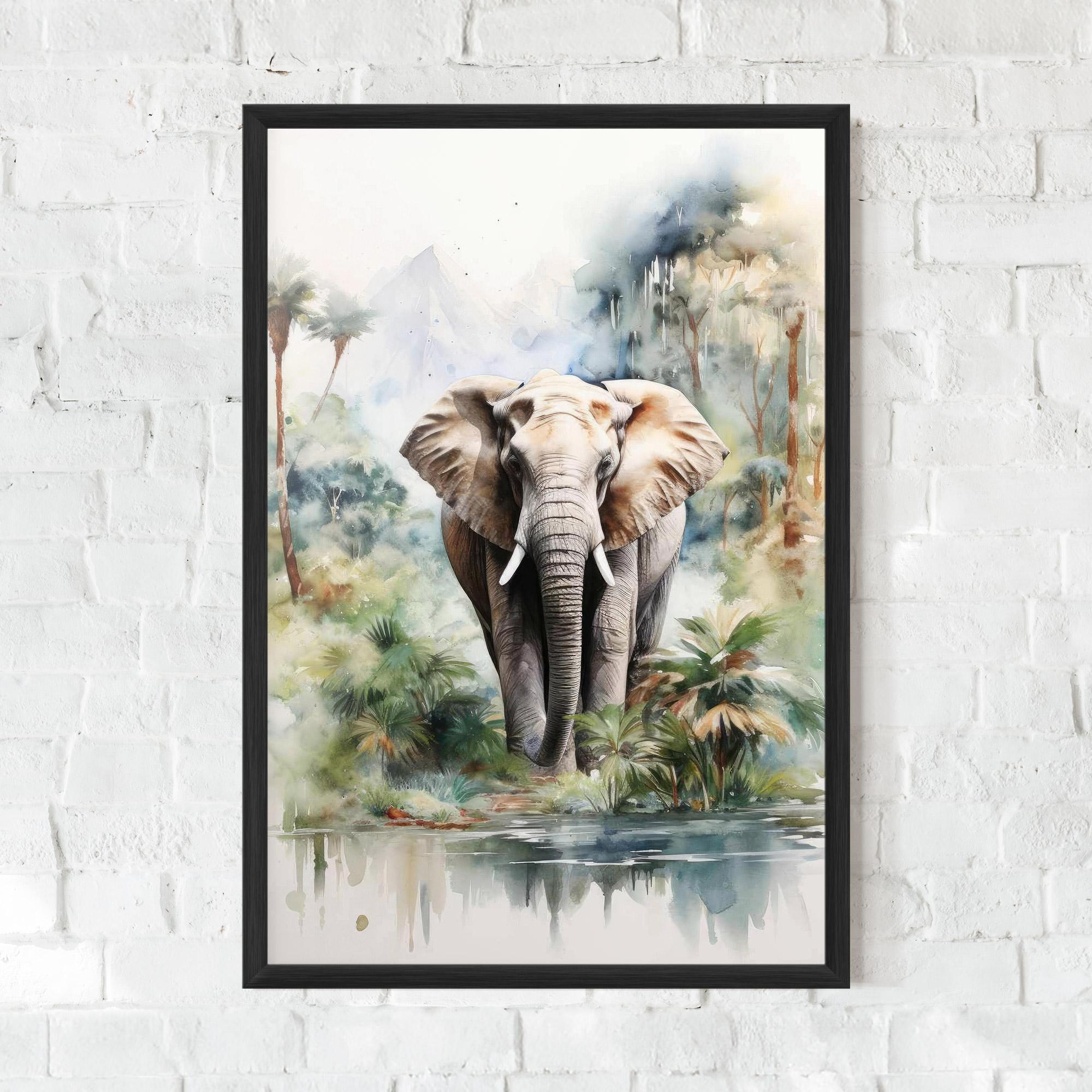 Plakat w Ramie Wild Watercolor Elephant mockup 0