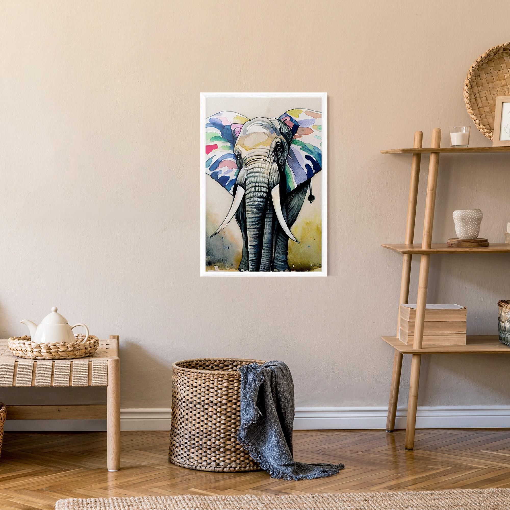 Plakat w Ramie Watercolor Elephant Art mockup 9