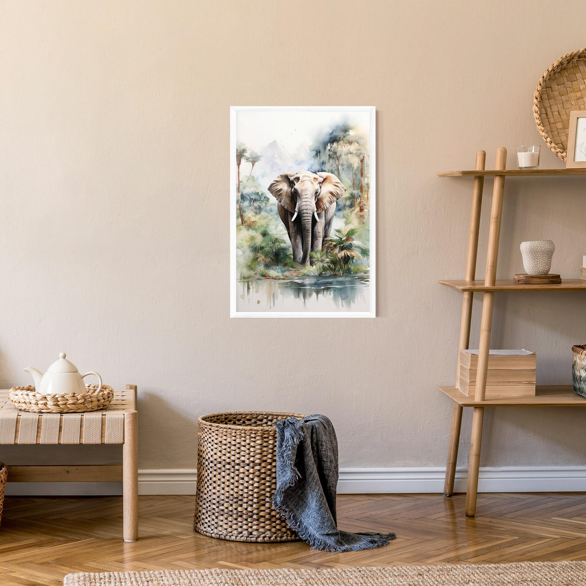 Plakat w Ramie Wild Watercolor Elephant mockup 9