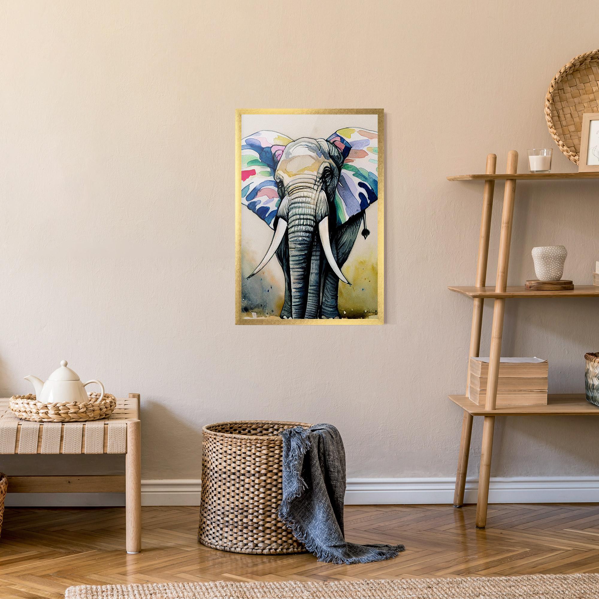Plakat w Ramie Watercolor Elephant Art mockup 9
