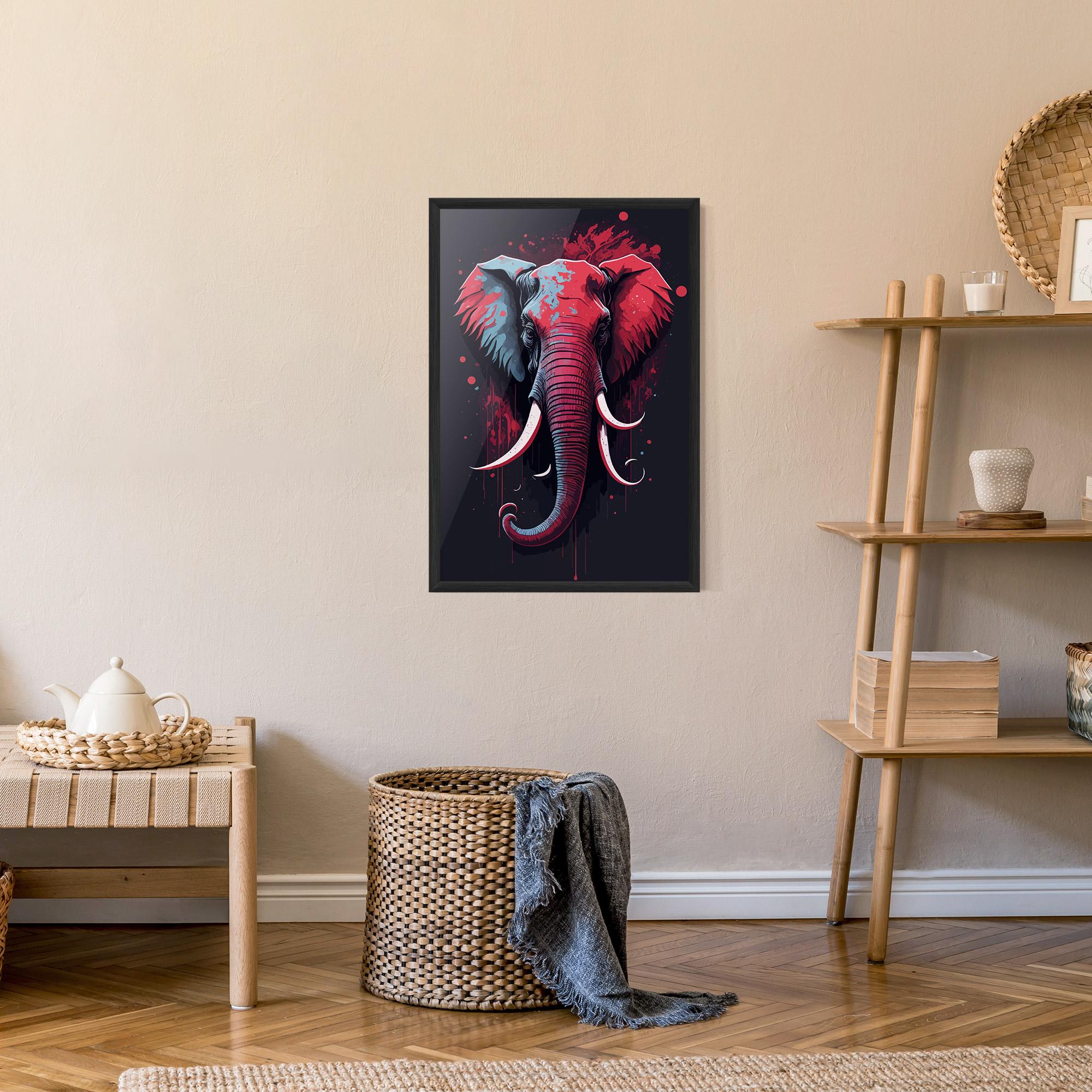 Plakat w Ramie Red Blue Elephant mockup 9