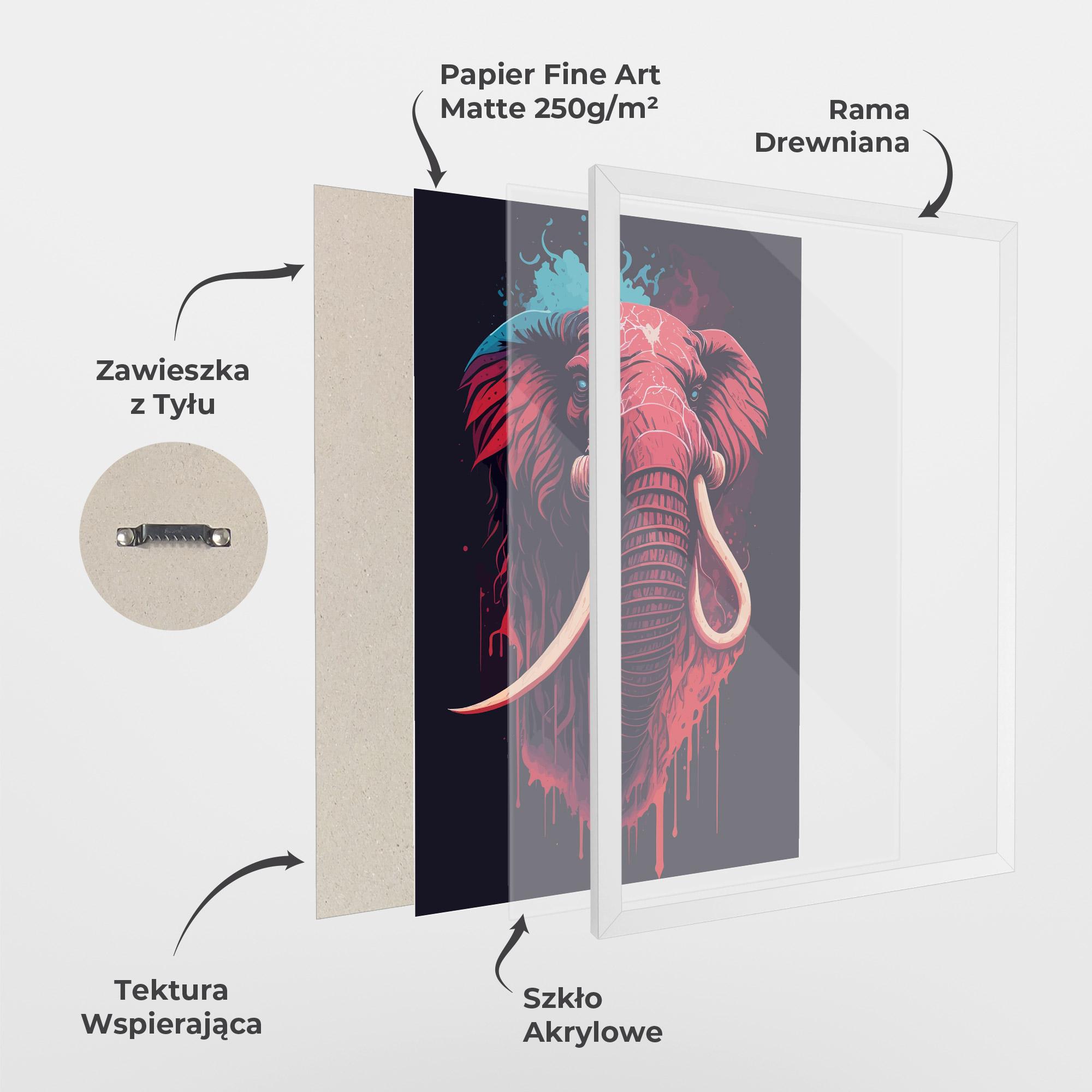Plakat w Ramie Blue Red Elephant mockup 1