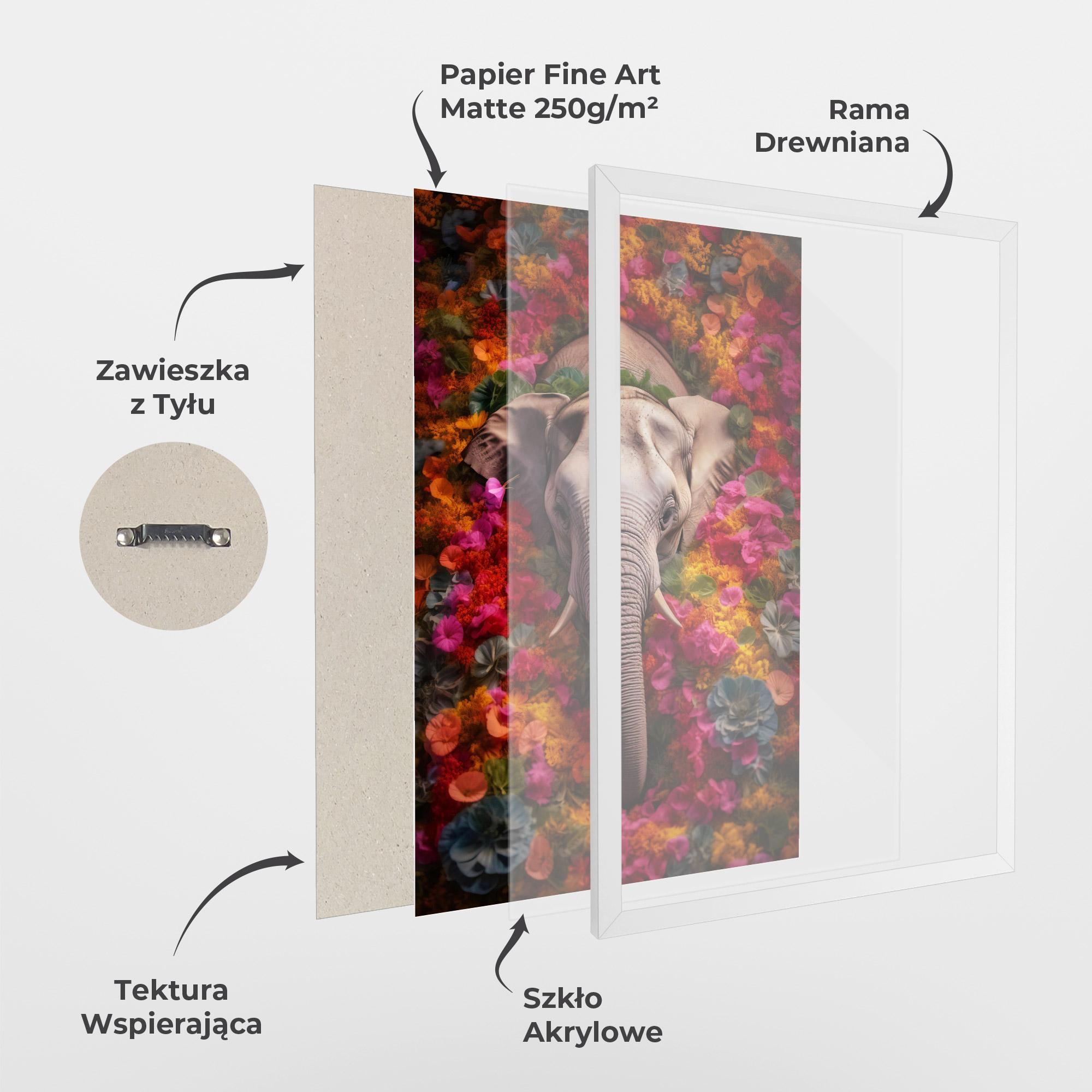 Plakat w Ramie Flower Elephant mockup 1