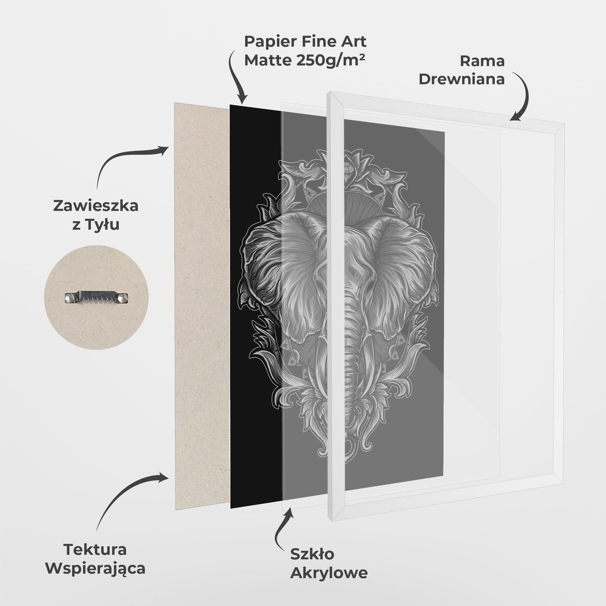 Plakat w Ramie Grey Elephant Head mockup 1