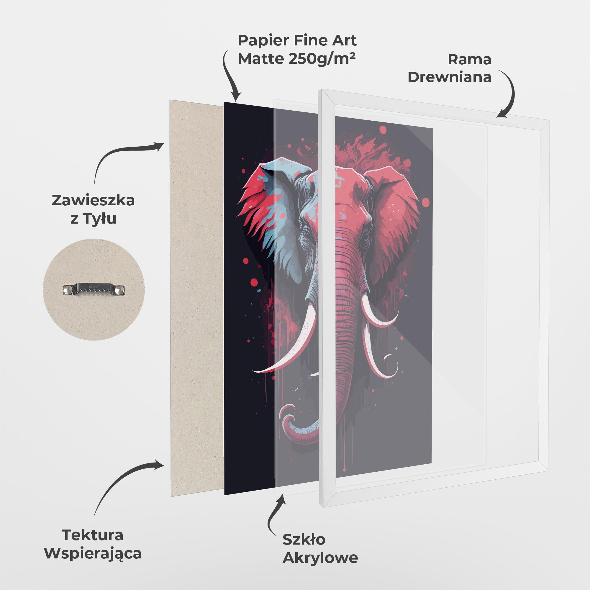 Plakat w Ramie Red Blue Elephant mockup 1