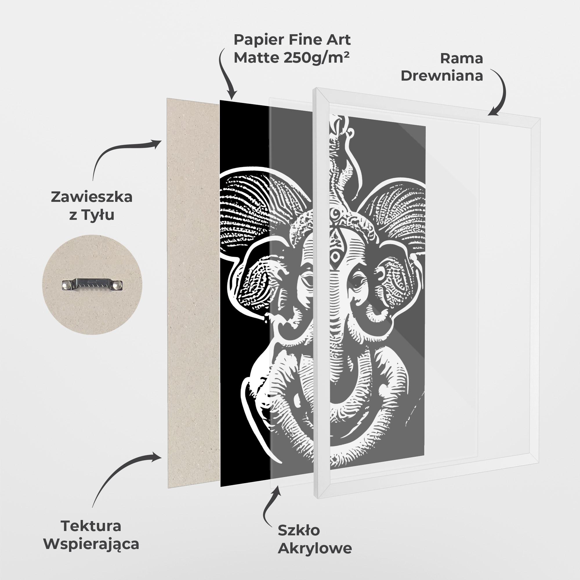 Plakat w Ramie White Head Elephant mockup 1