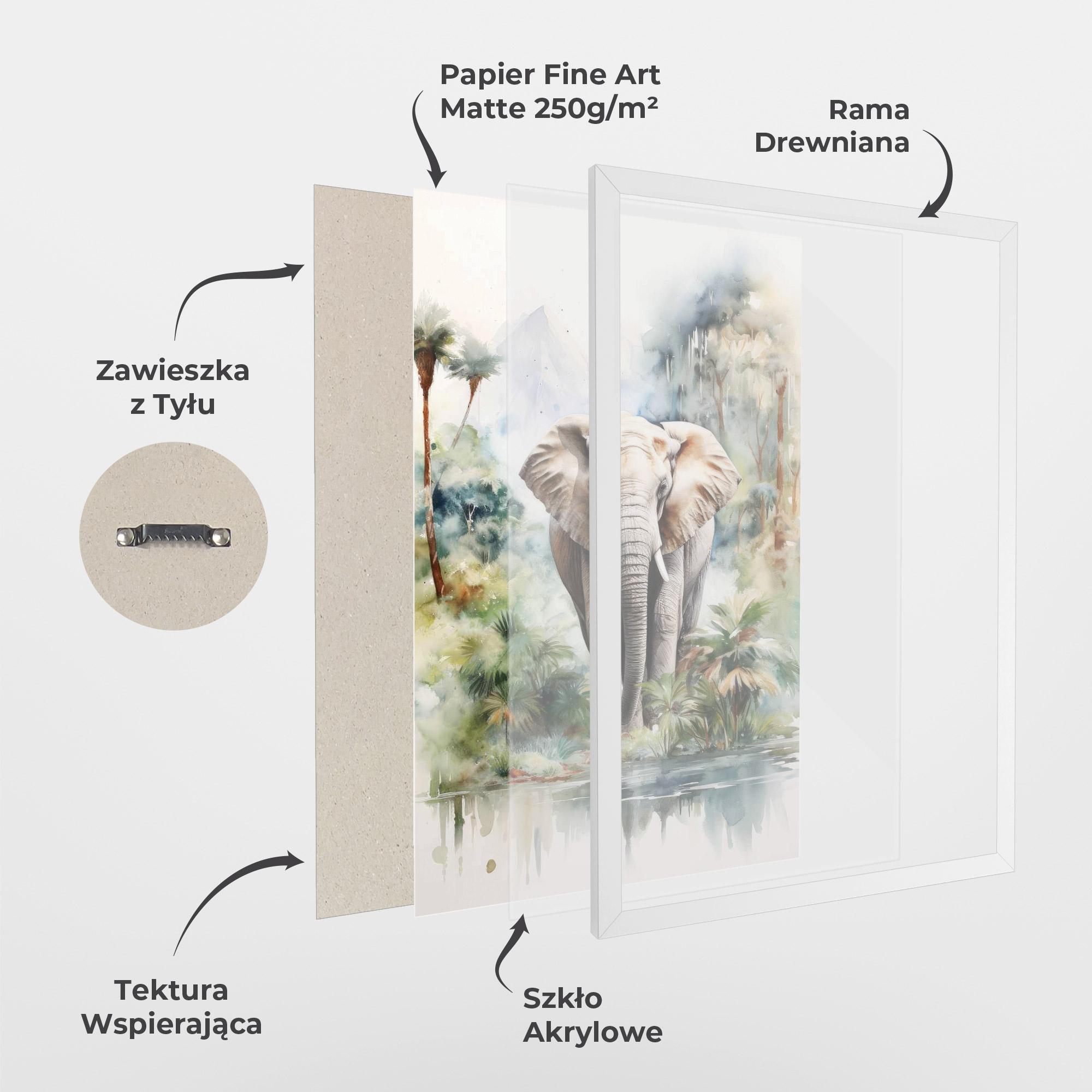 Plakat w Ramie Wild Watercolor Elephant mockup 1