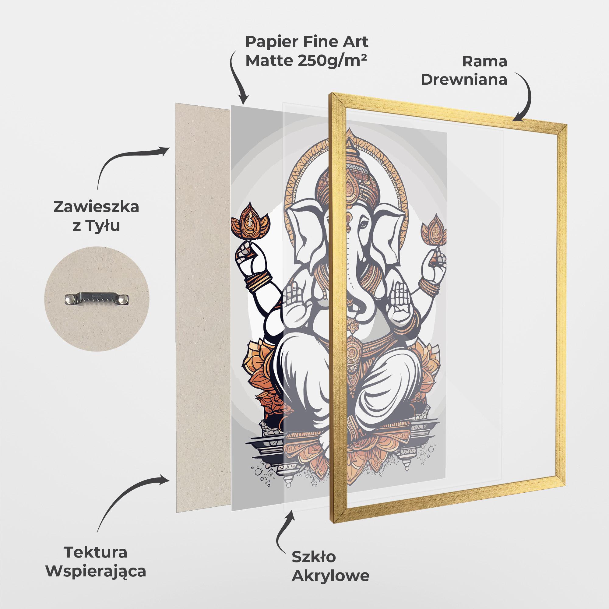 Plakat w Ramie Chaturthi Grey mockup 1