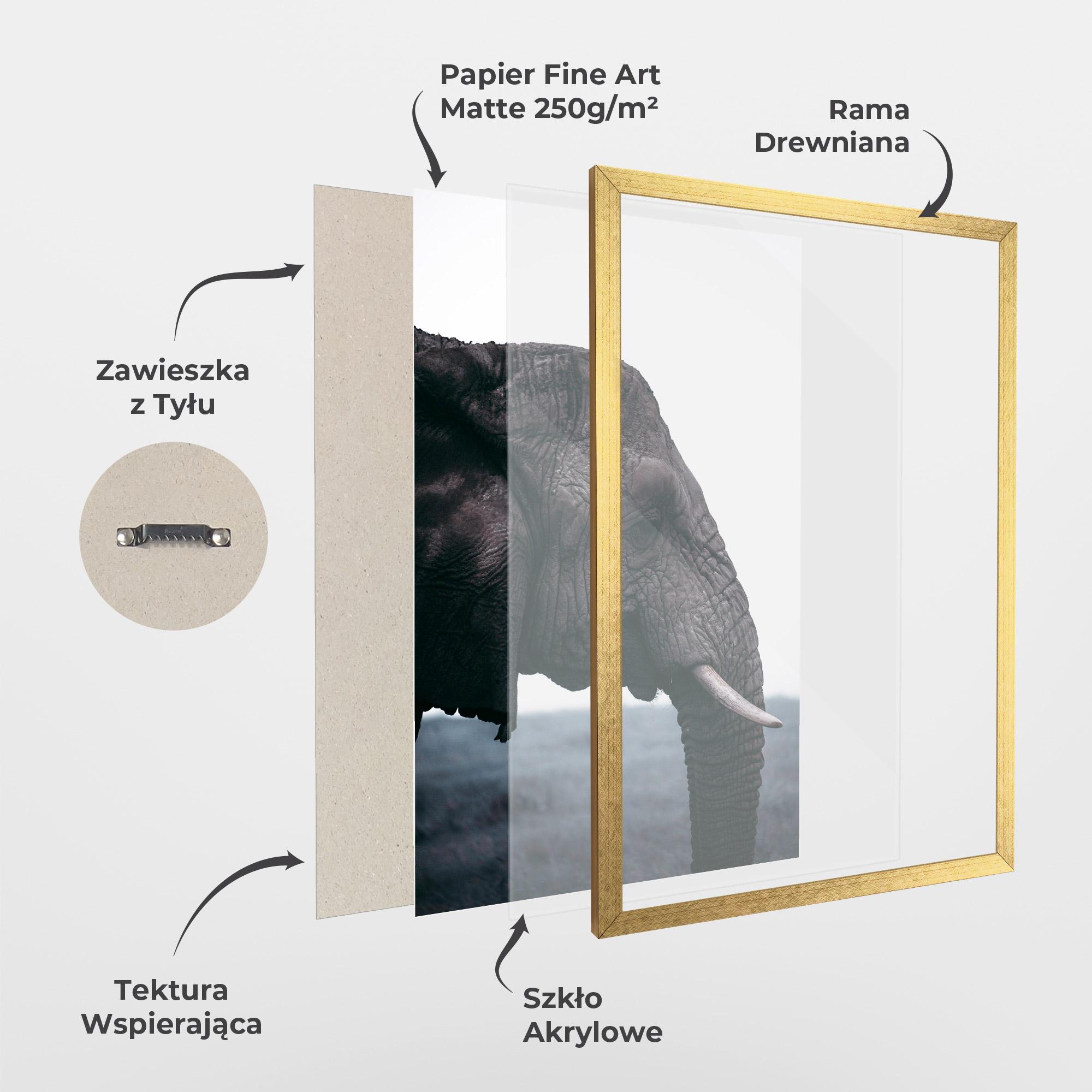 Plakat w Ramie Close Grey Eelephant mockup 1