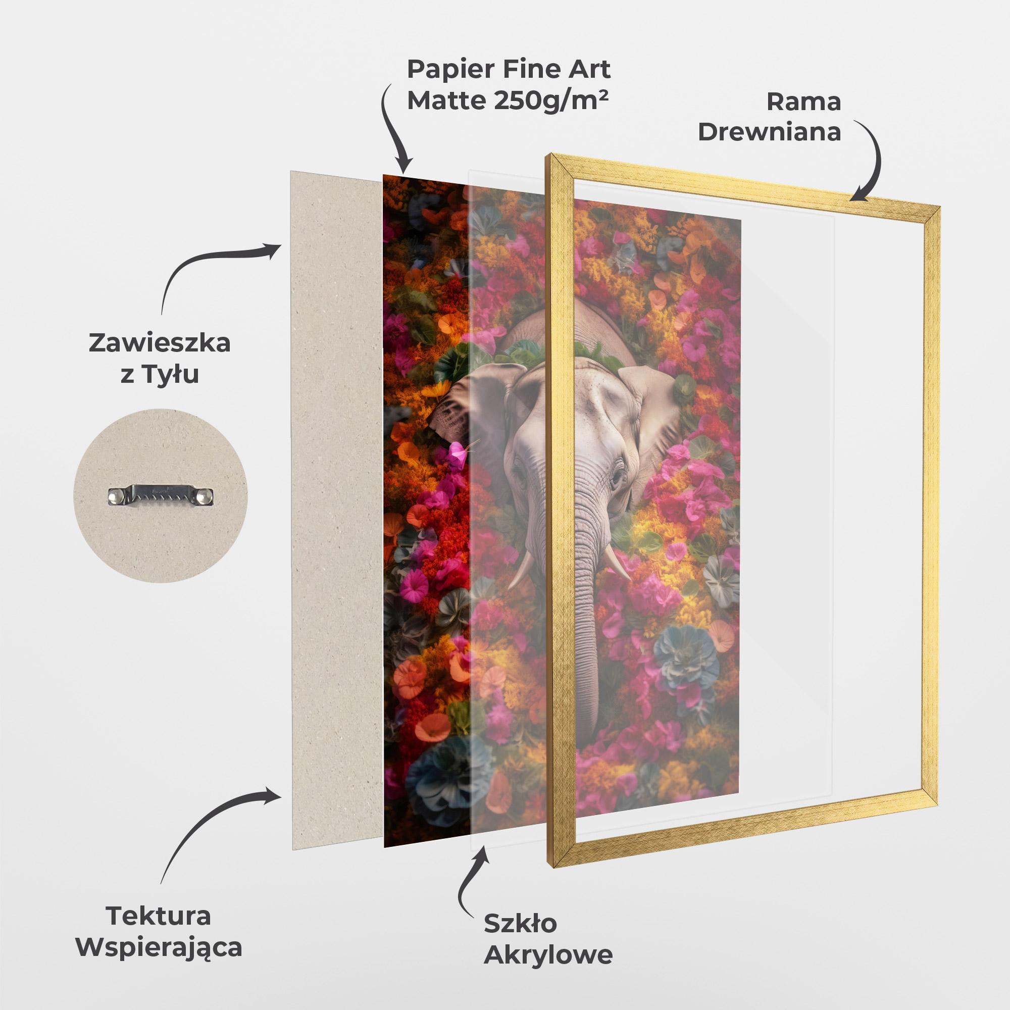 Plakat w Ramie Flower Elephant mockup 1