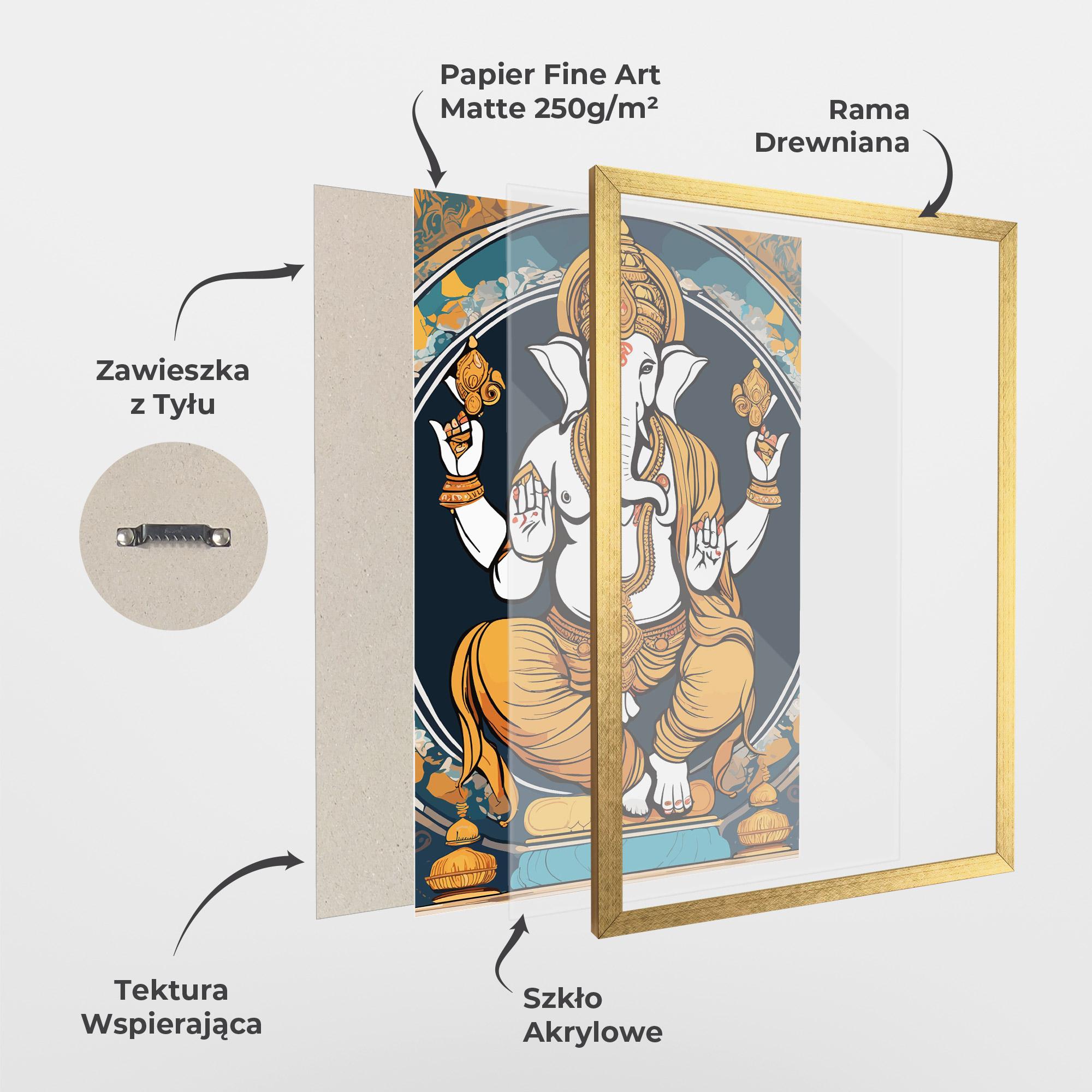Plakat w Ramie Gold Ganpati mockup 1