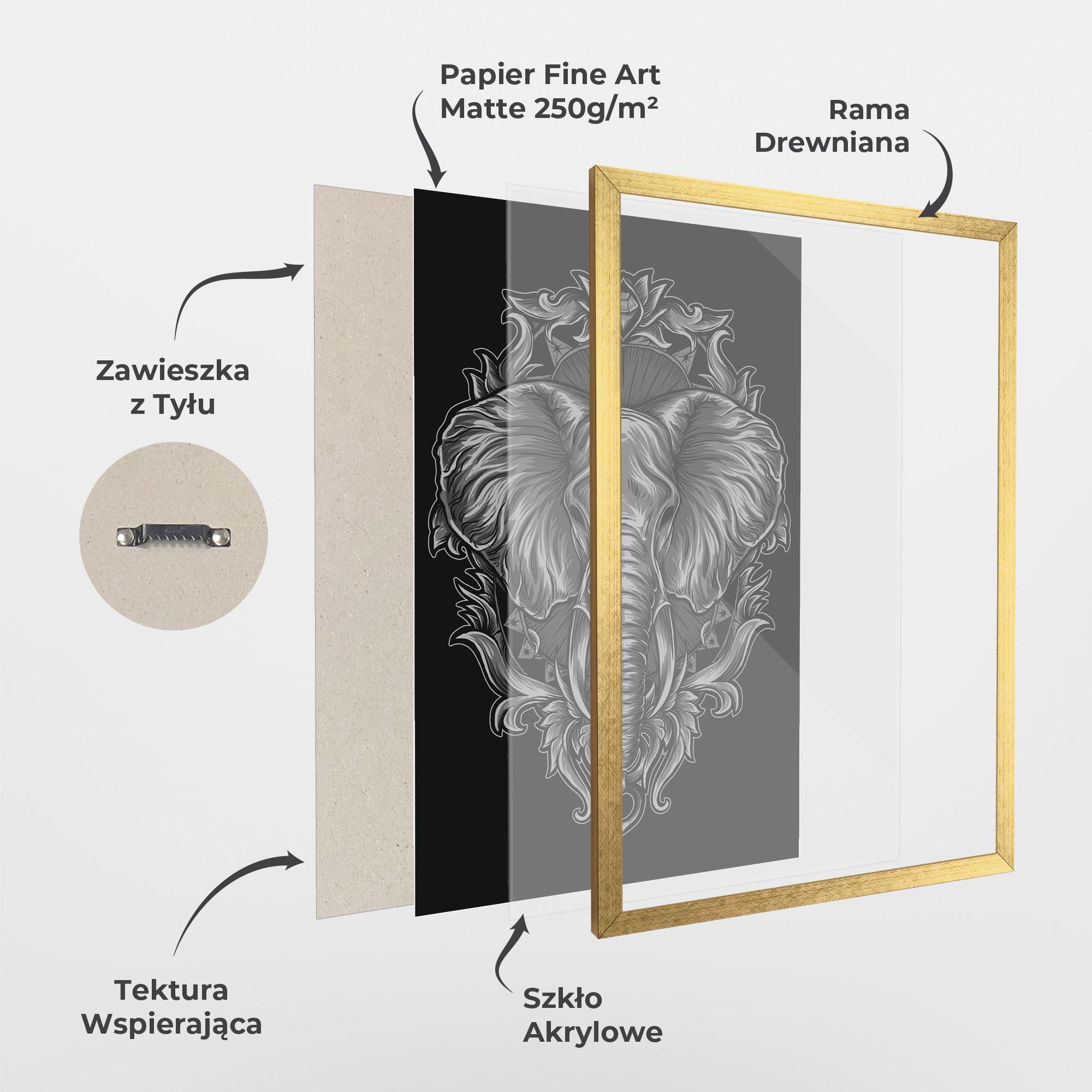Plakat w Ramie Grey Elephant Head mockup 1