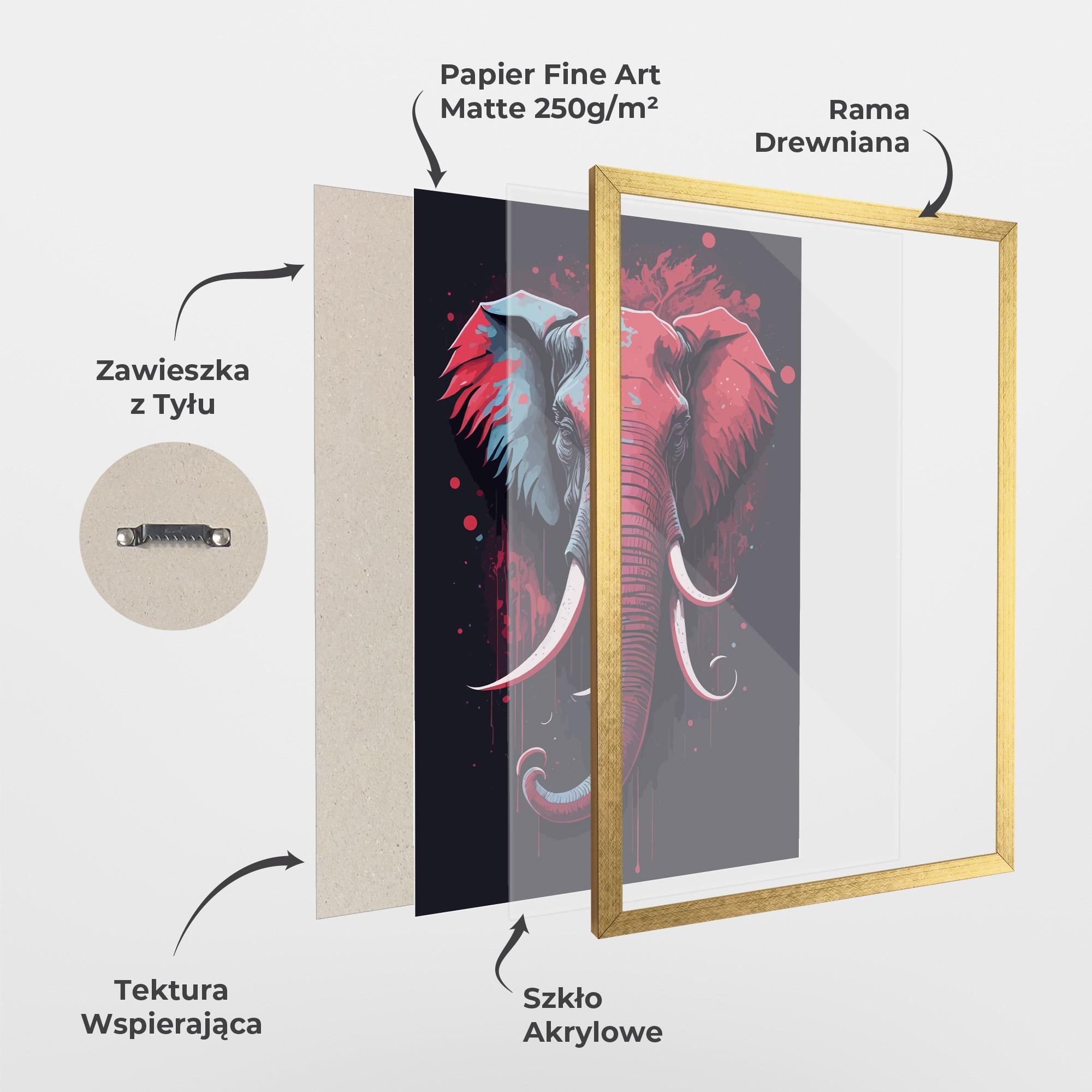 Plakat w Ramie Red Blue Elephant mockup 1