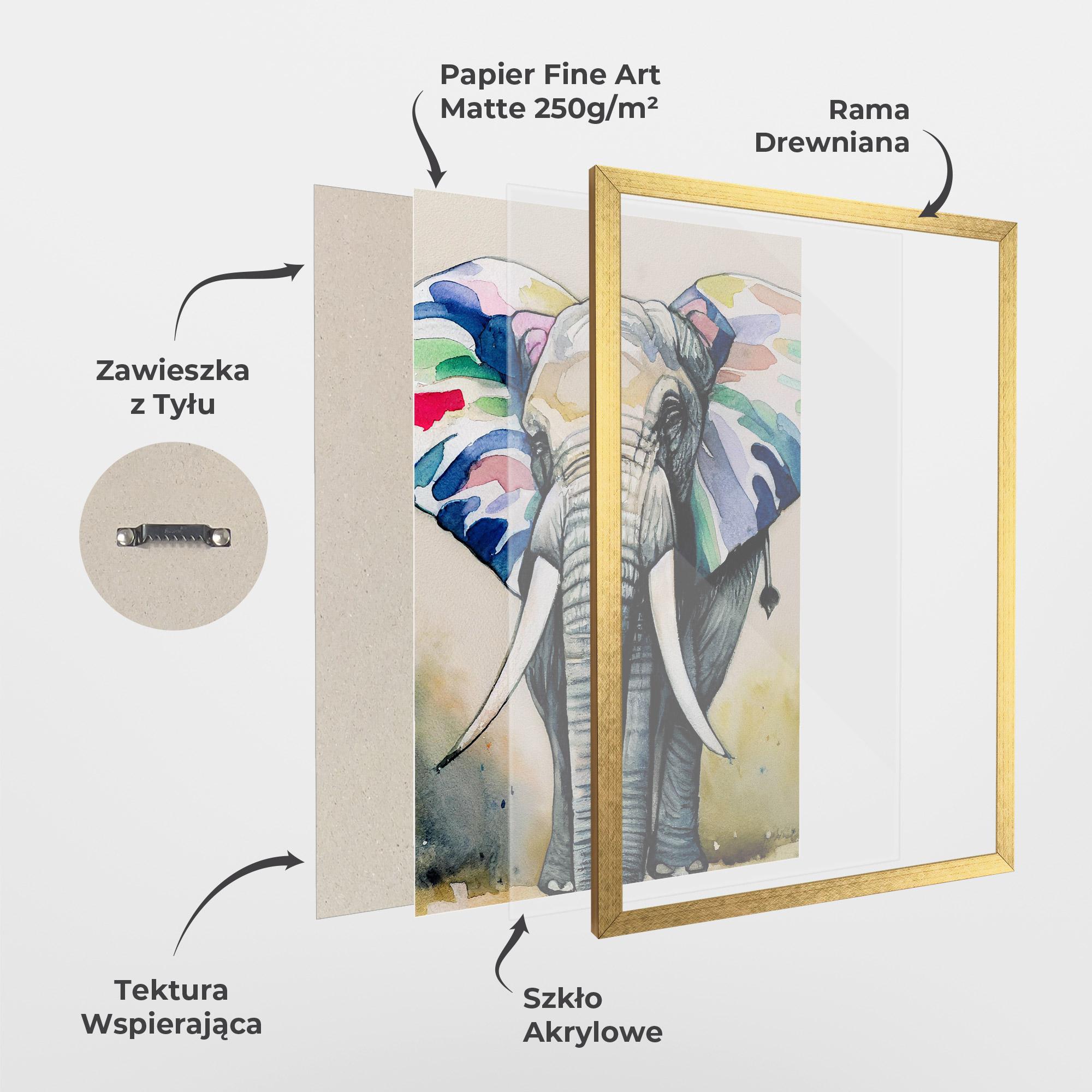 Plakat w Ramie Watercolor Elephant Art mockup 1