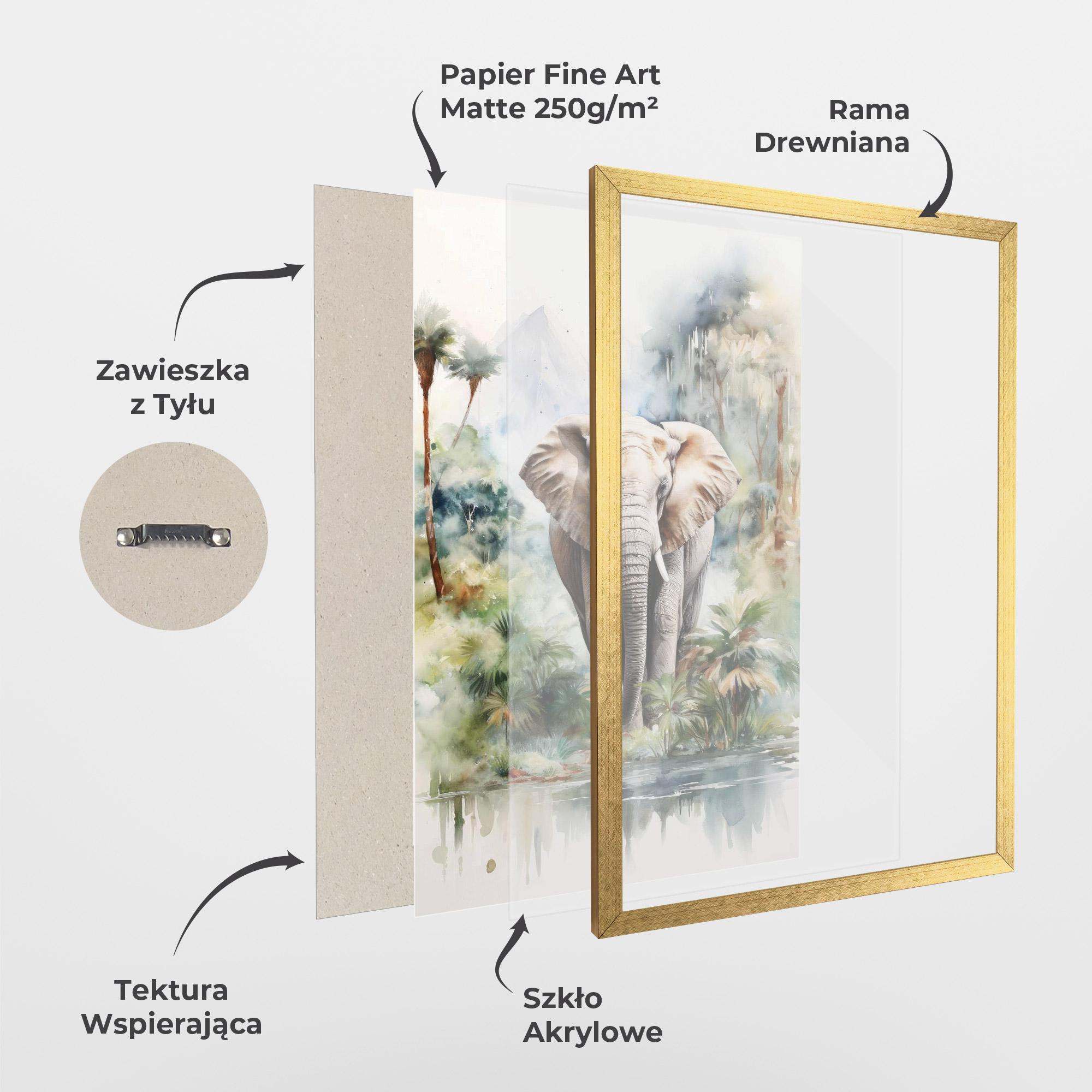 Plakat w Ramie Wild Watercolor Elephant mockup 1