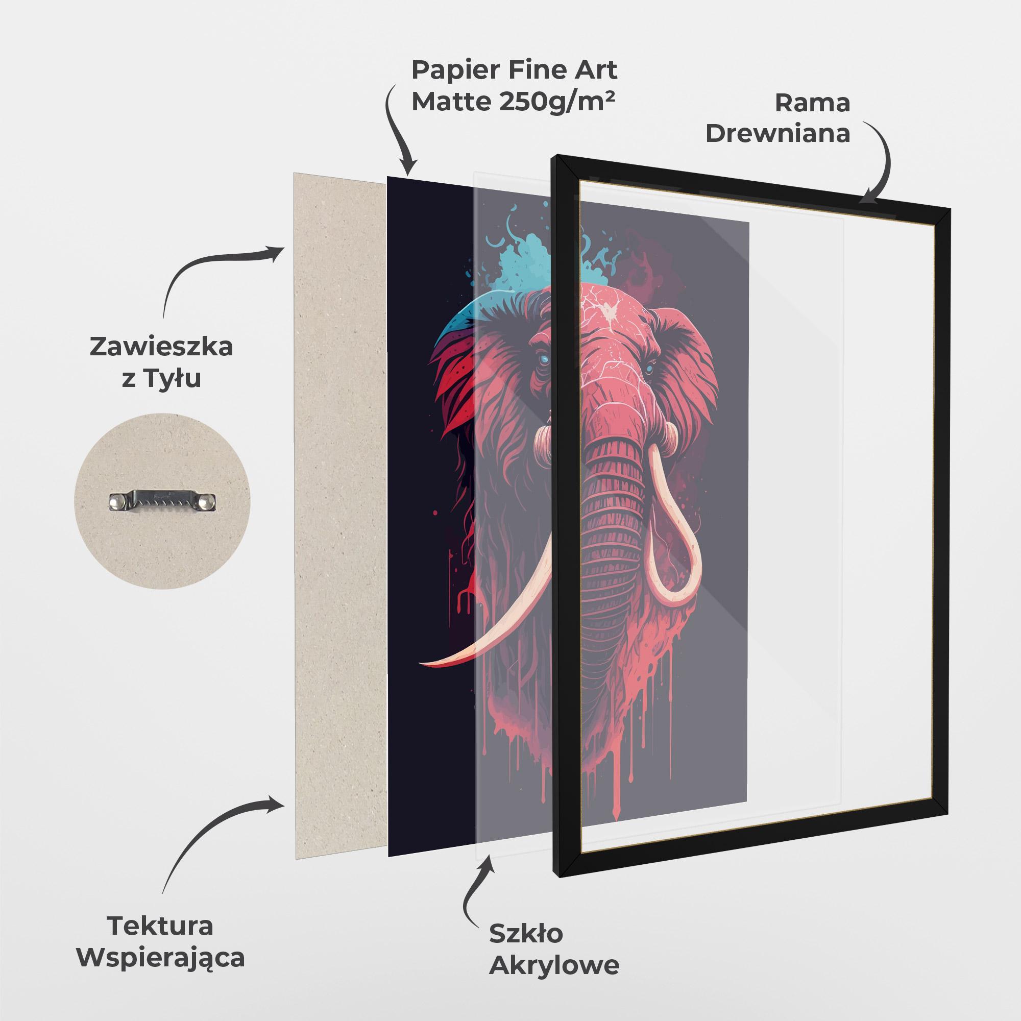 Plakat w Ramie Blue Red Elephant mockup 1