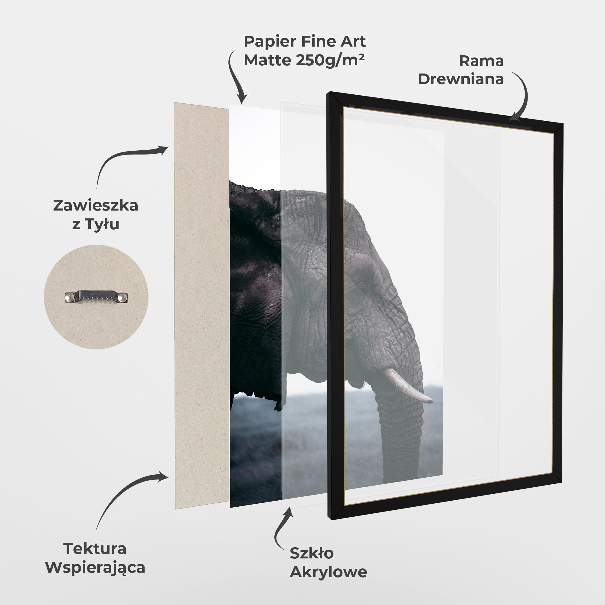 Plakat w Ramie Close Grey Eelephant mockup 1