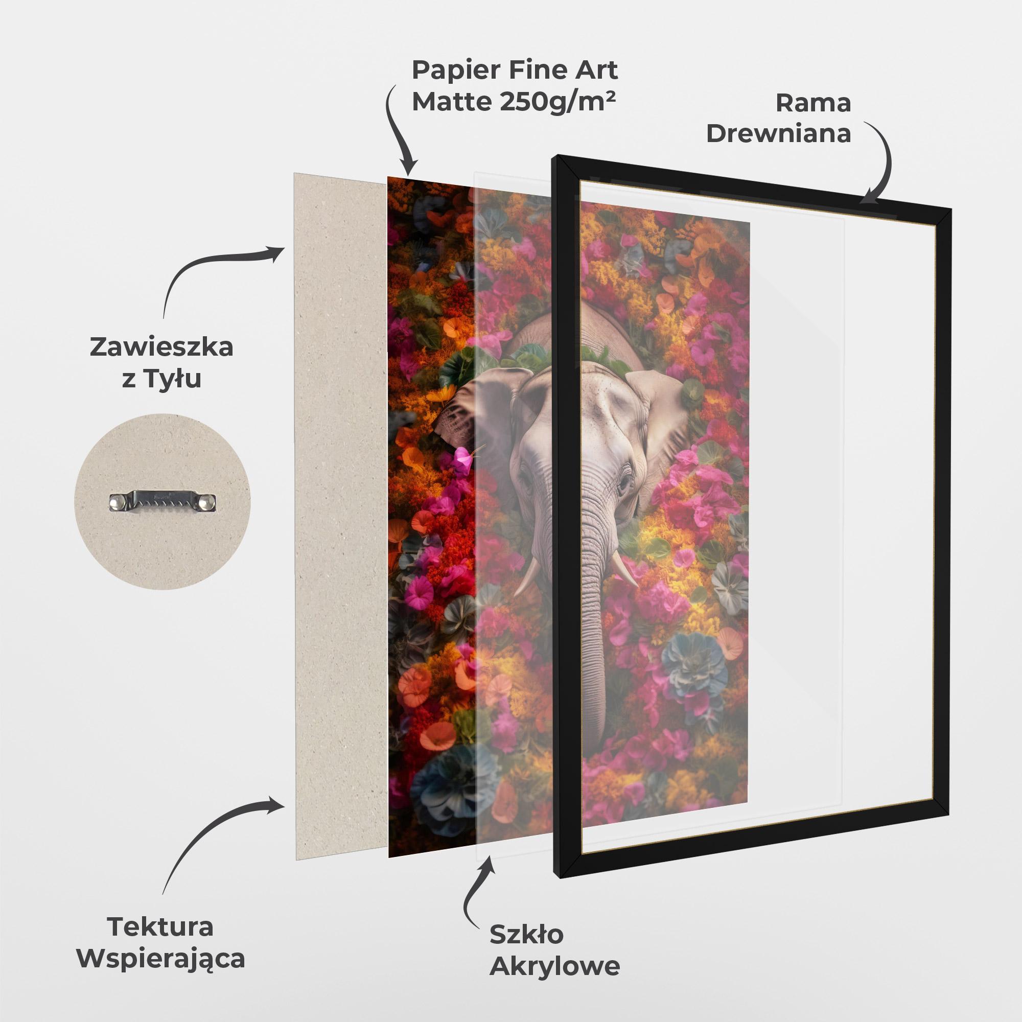 Plakat w Ramie Flower Elephant mockup 1