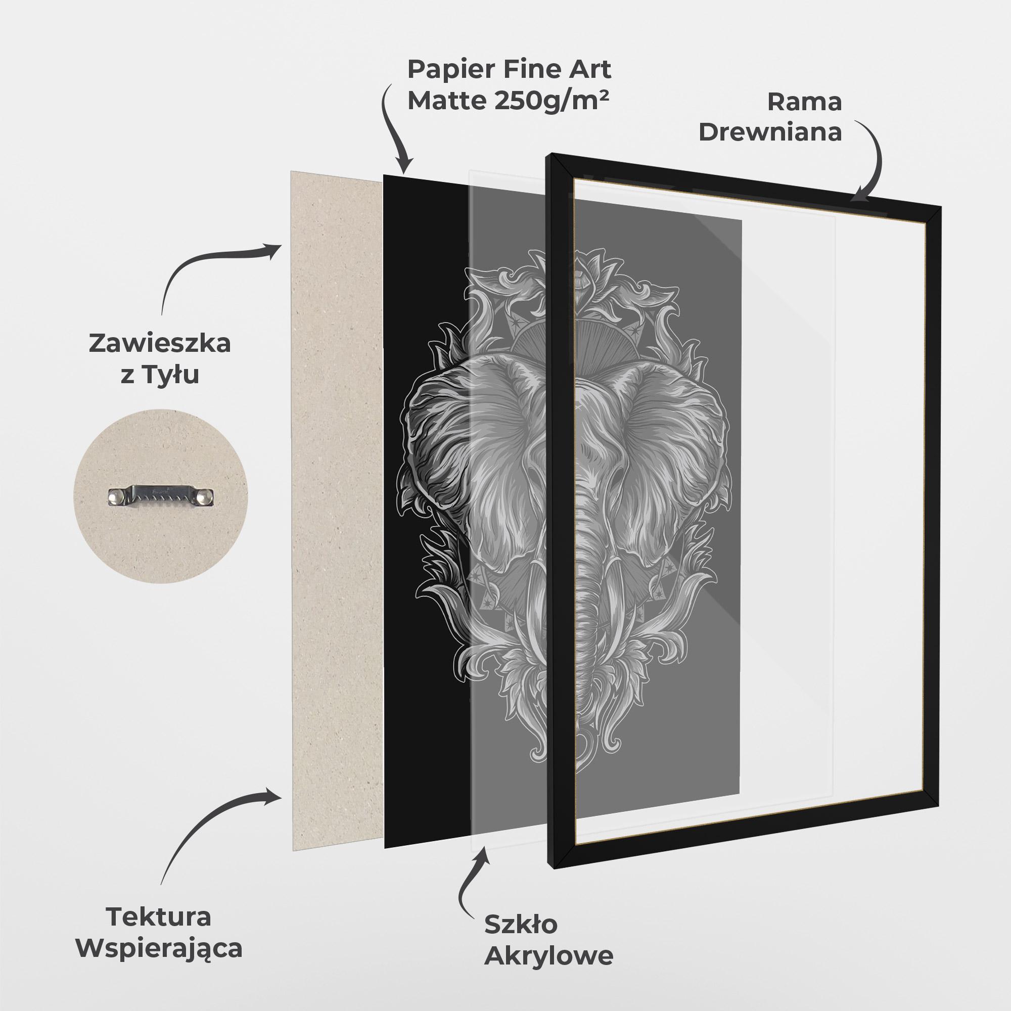 Plakat w Ramie Grey Elephant Head mockup 1