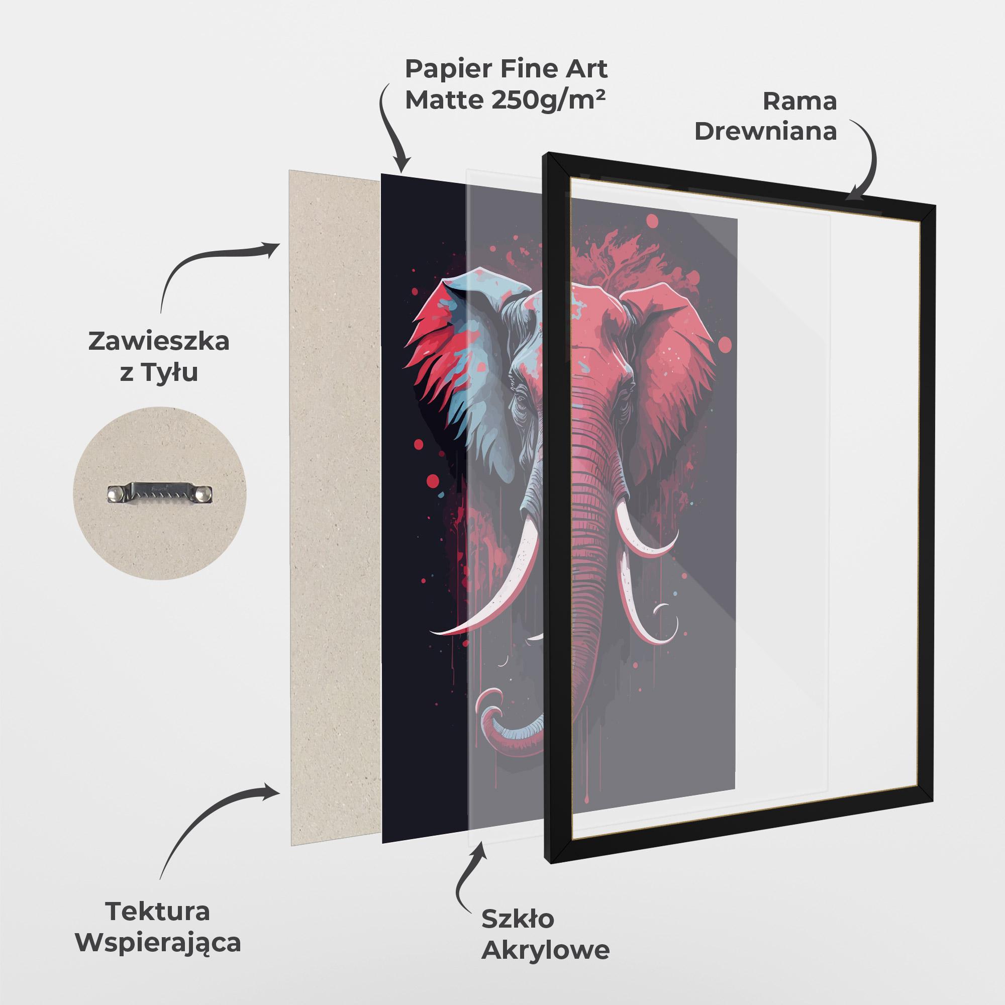 Plakat w Ramie Red Blue Elephant mockup 1
