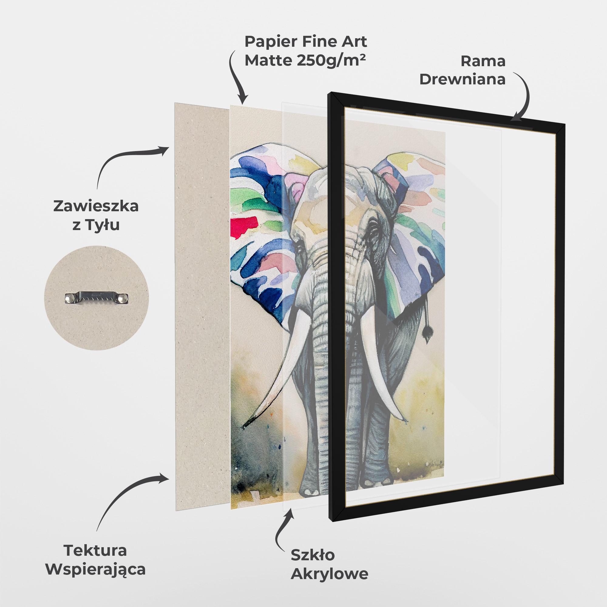 Plakat w Ramie Watercolor Elephant Art mockup 1