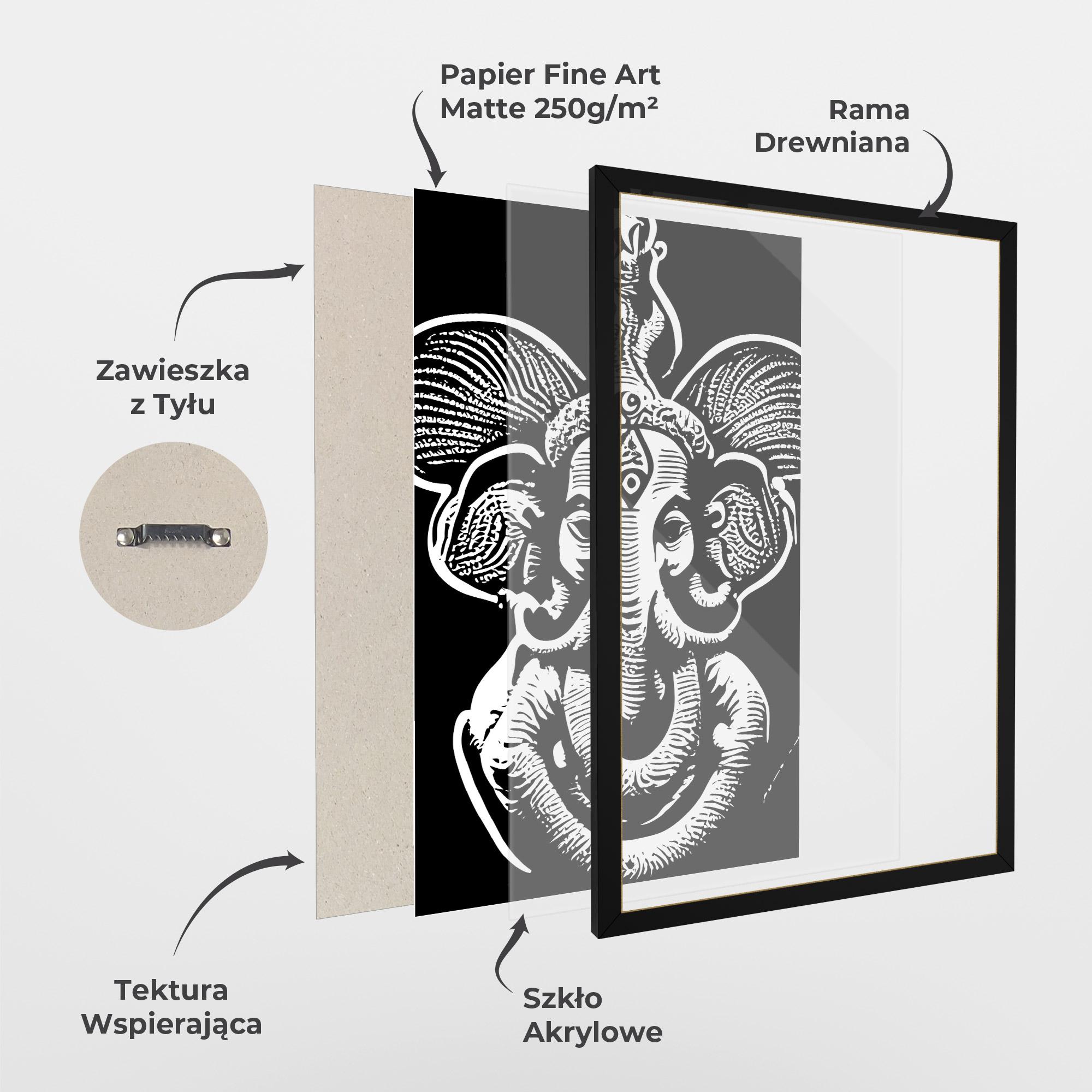 Plakat w Ramie White Head Elephant mockup 1