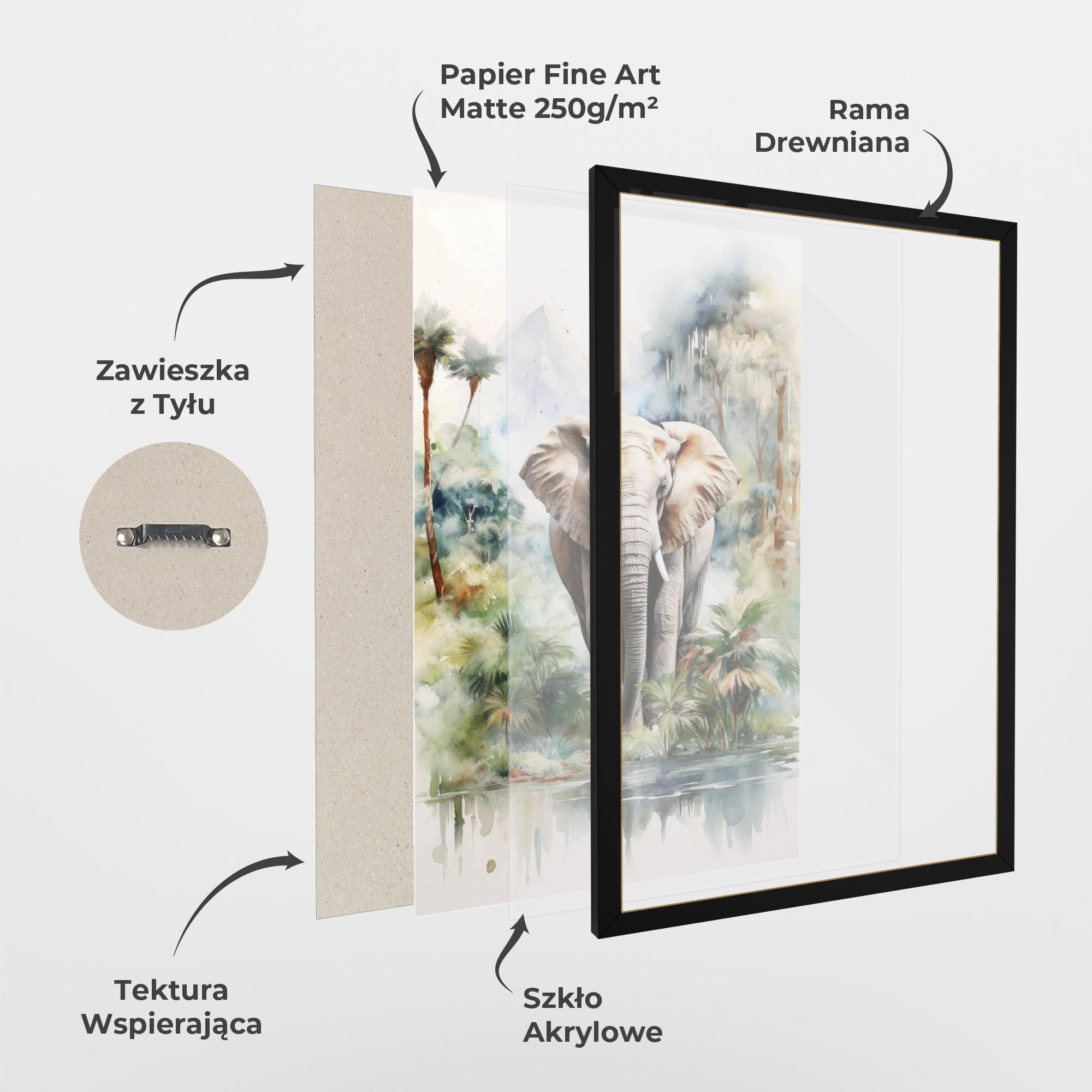 Plakat w Ramie Wild Watercolor Elephant mockup 1
