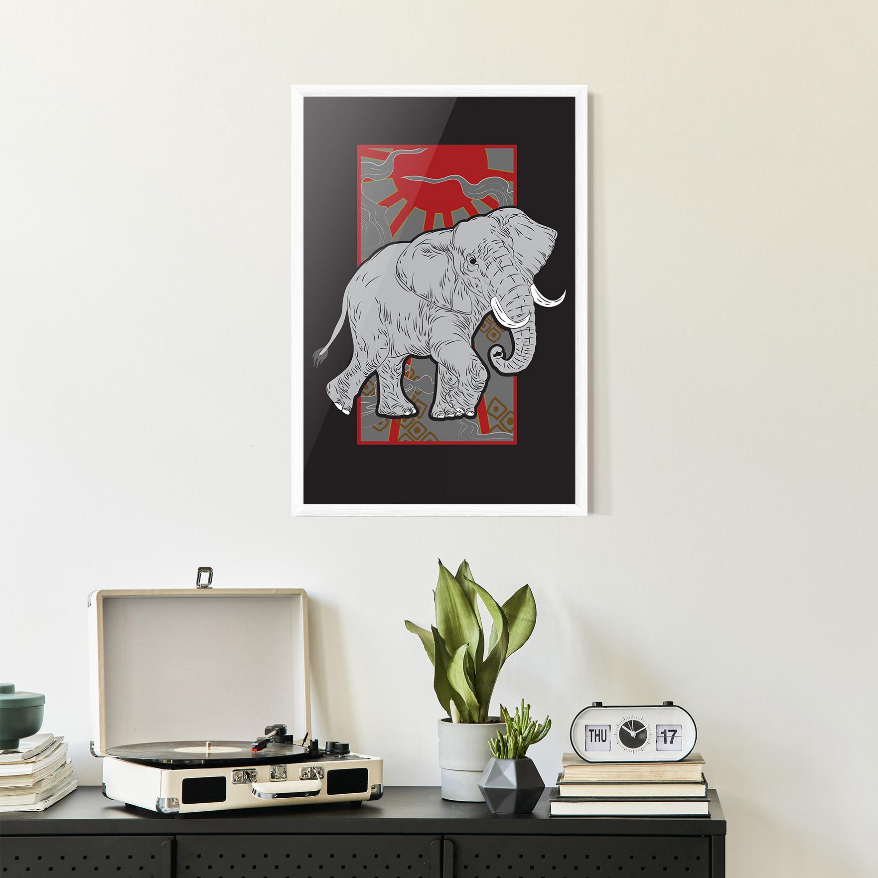 Plakat w Ramie Asian Elephant mockup 2