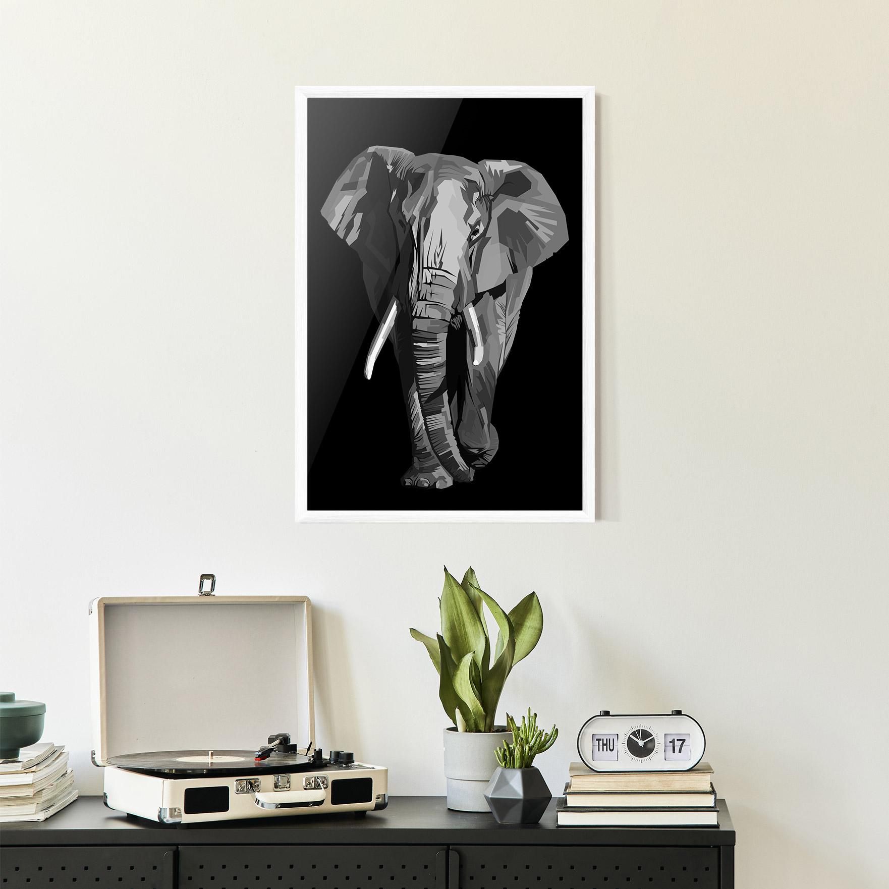 Plakat w Ramie Beautiful Grey Elephant mockup 2