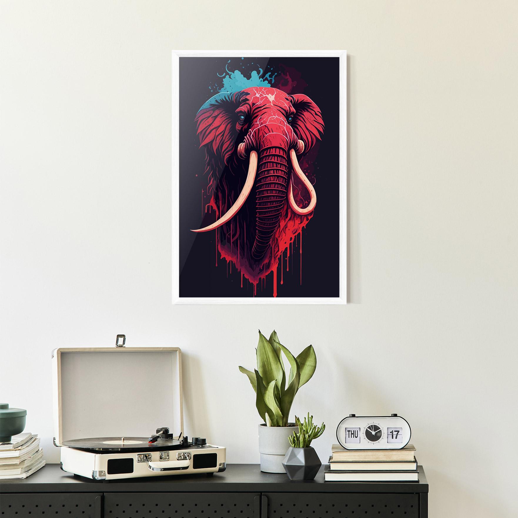 Plakat w Ramie Blue Red Elephant mockup 2
