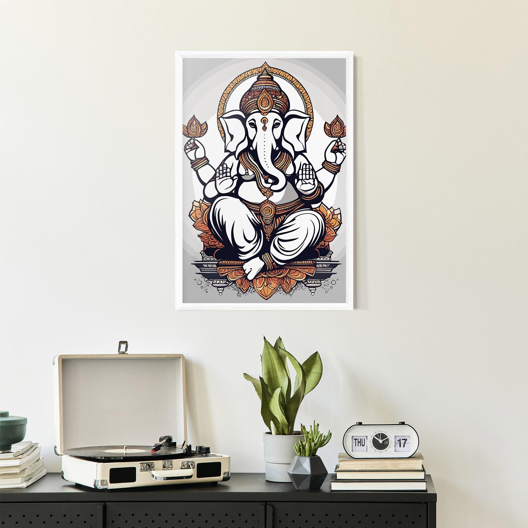 Plakat w Ramie Chaturthi Grey mockup 2