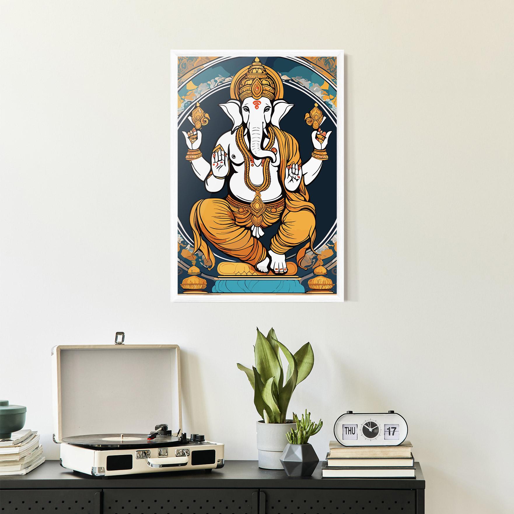 Plakat w Ramie Gold Ganpati mockup 2