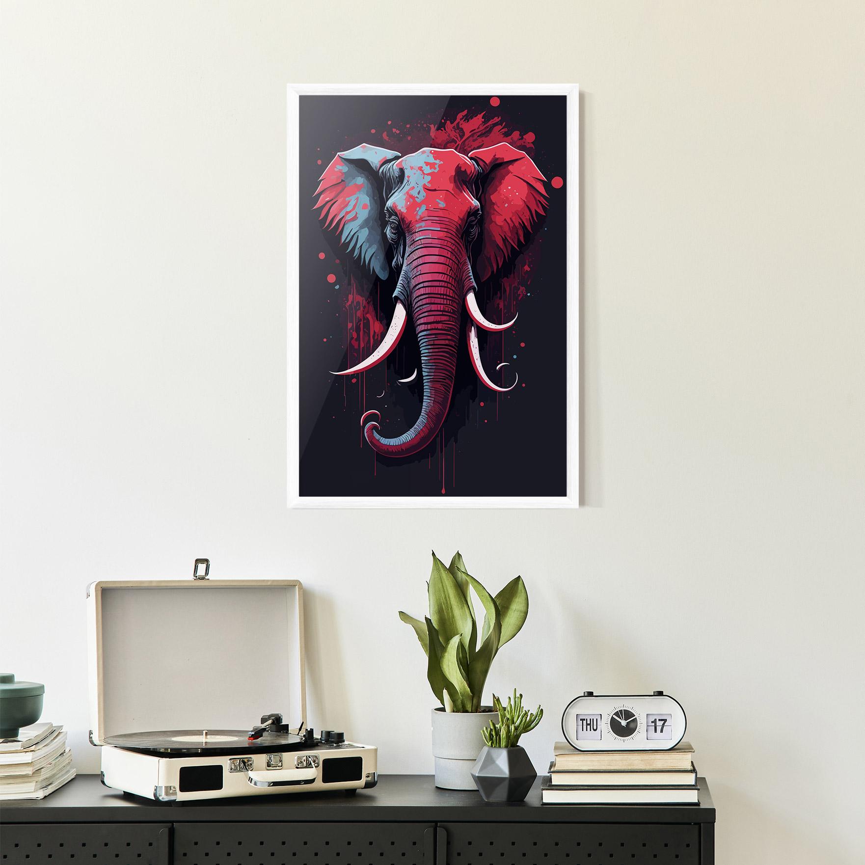 Plakat w Ramie Red Blue Elephant mockup 2