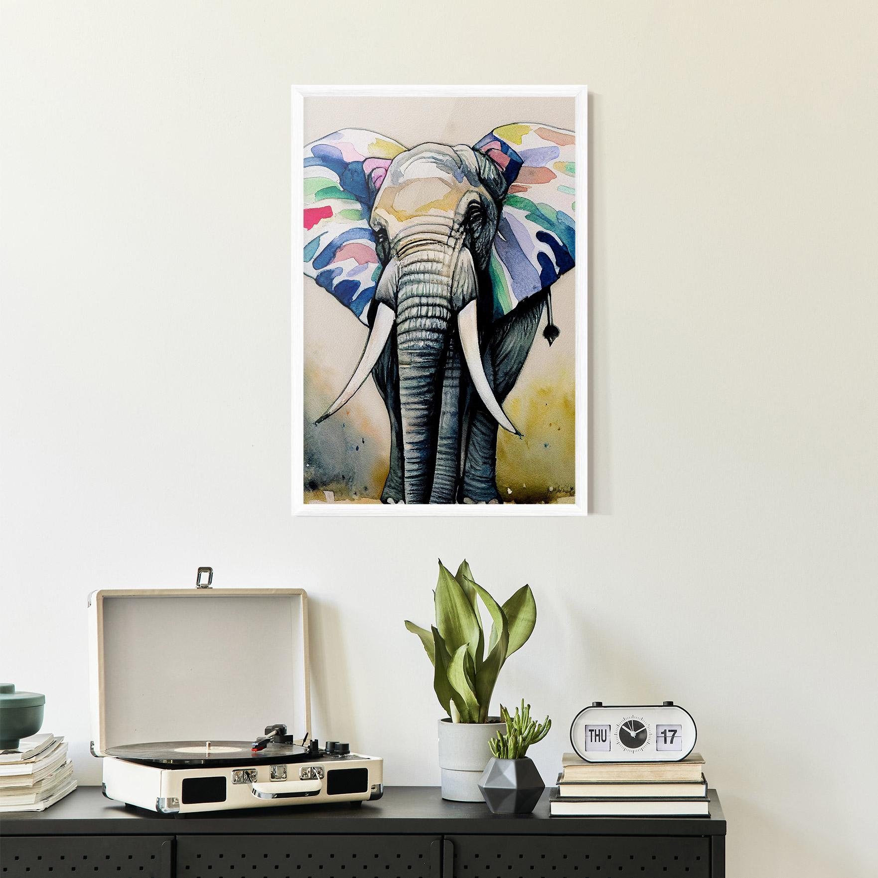 Plakat w Ramie Watercolor Elephant Art mockup 2