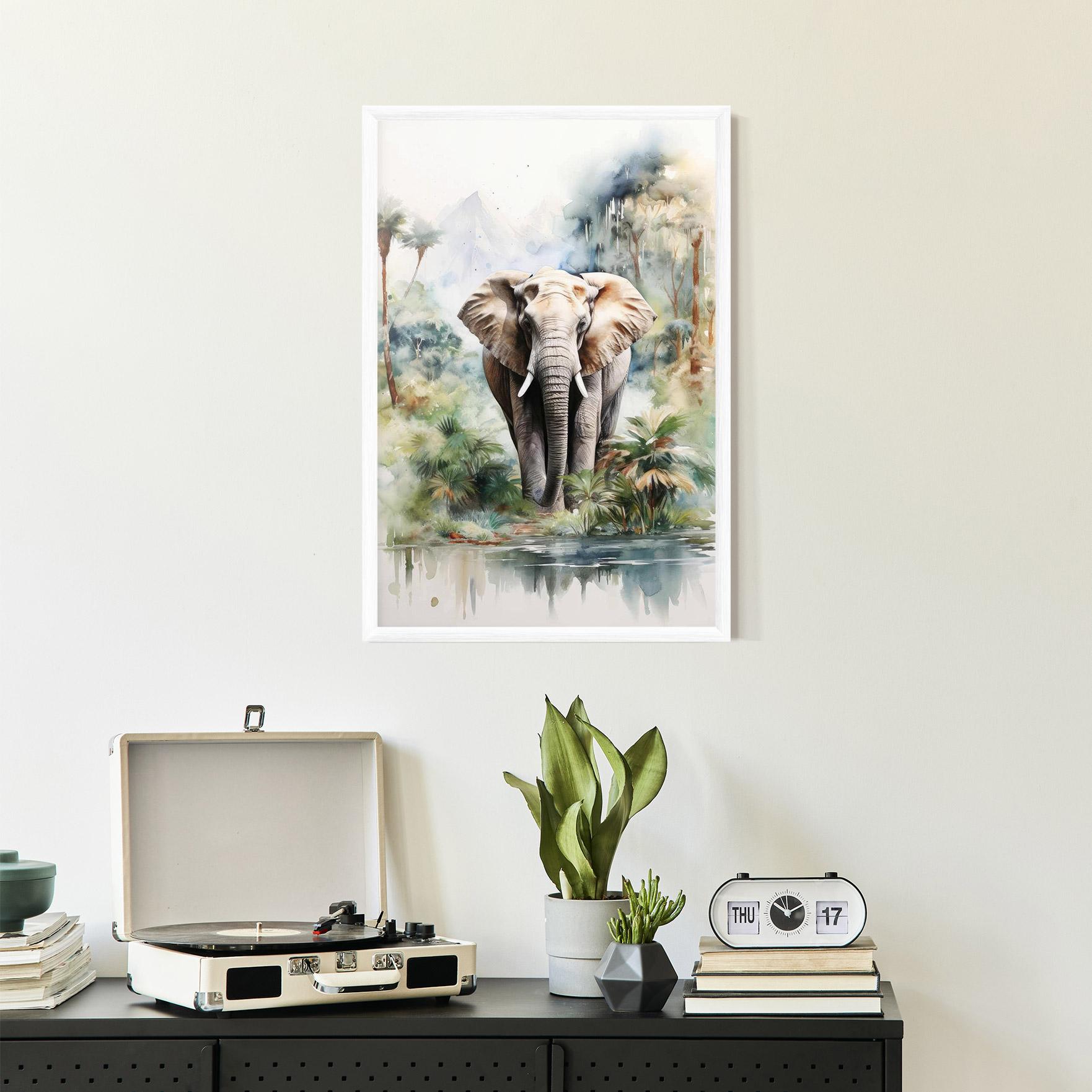 Plakat w Ramie Wild Watercolor Elephant mockup 2