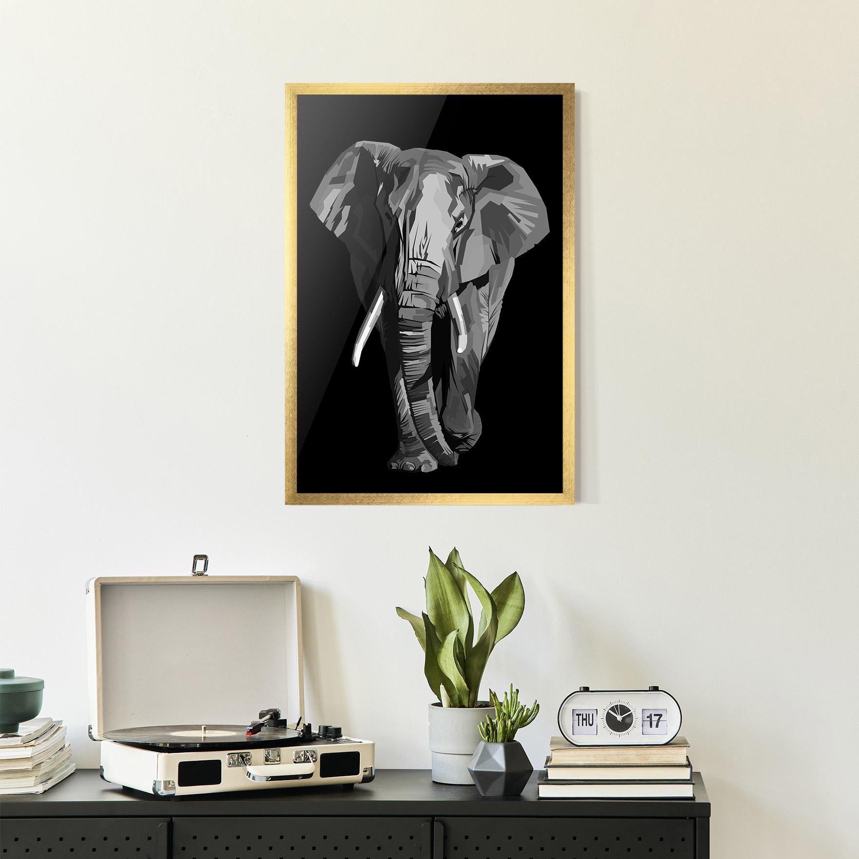 Plakat w Ramie Beautiful Grey Elephant mockup 2