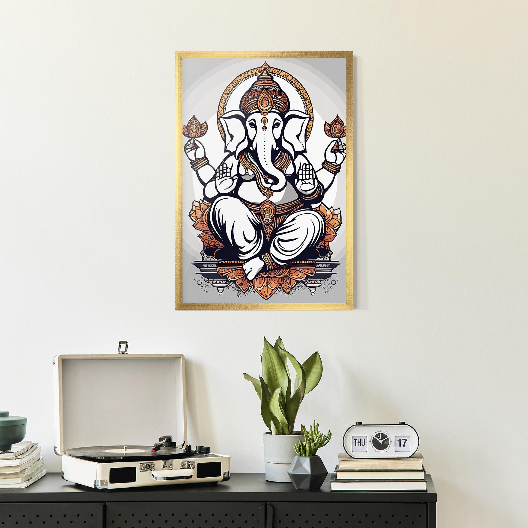 Plakat w Ramie Chaturthi Grey mockup 2