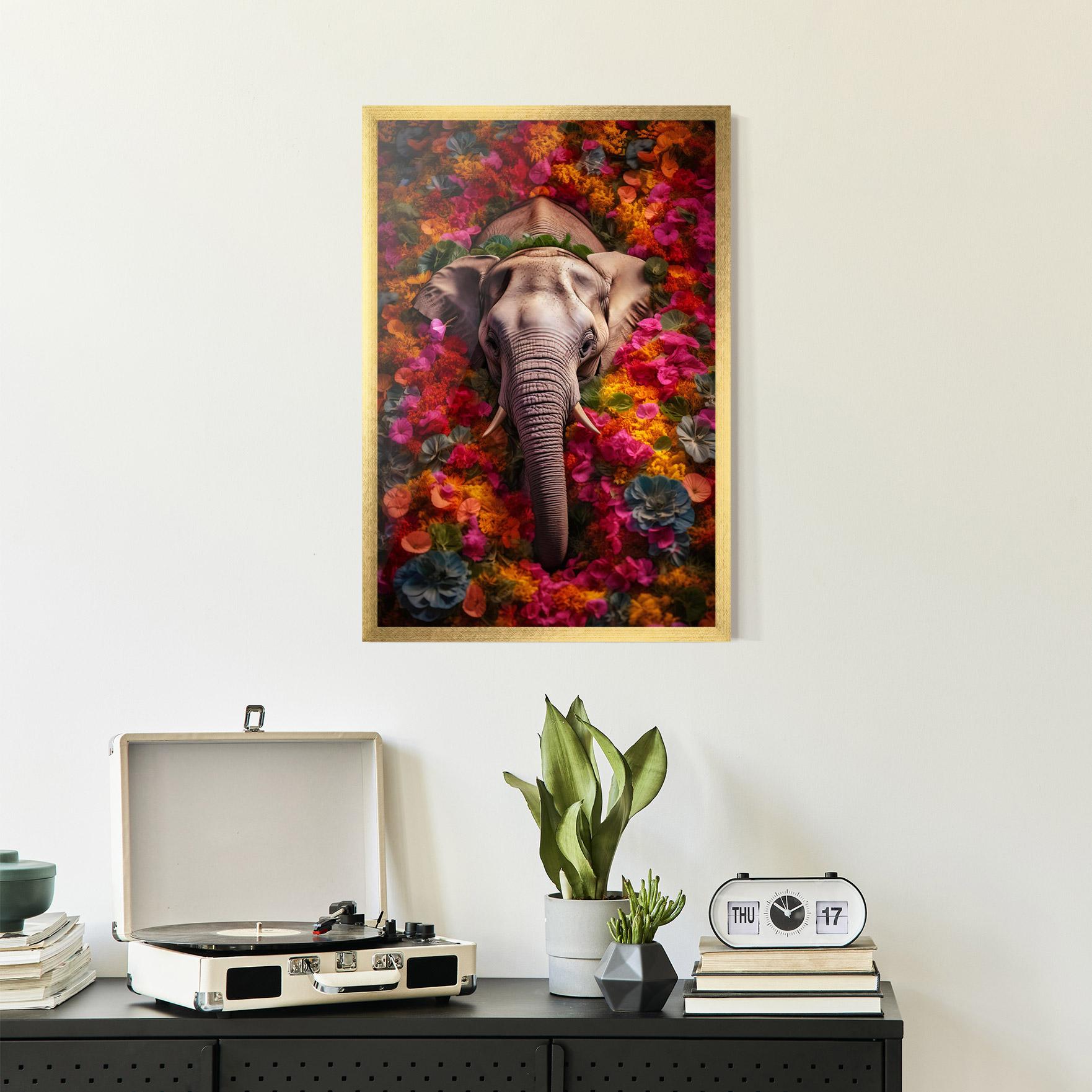 Plakat w Ramie Flower Elephant mockup 2