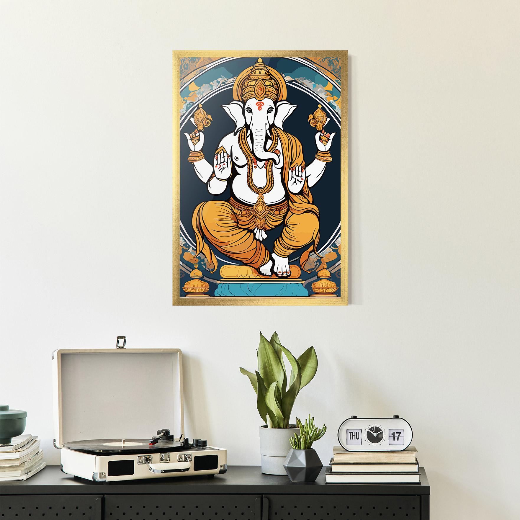 Plakat w Ramie Gold Ganpati mockup 2