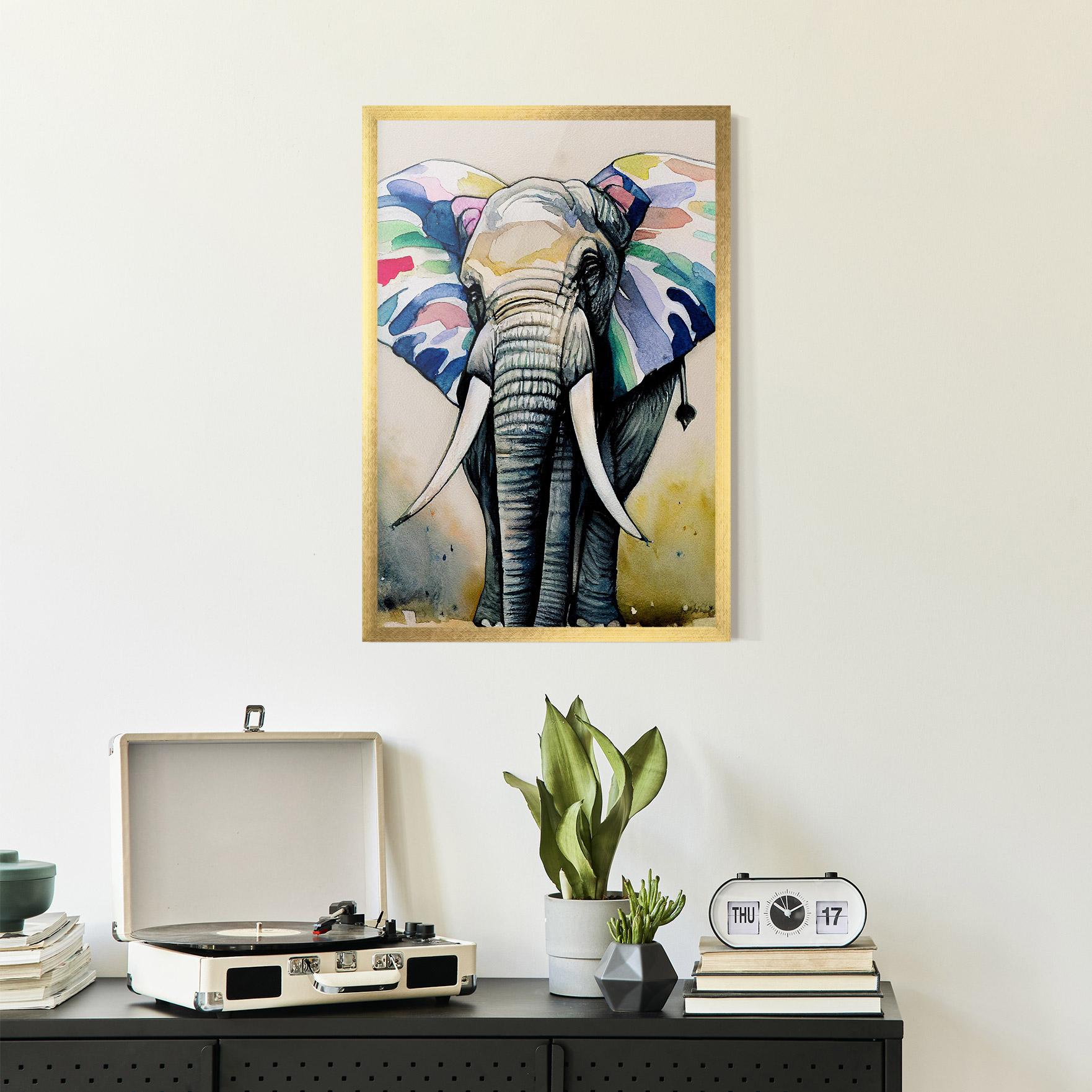 Plakat w Ramie Watercolor Elephant Art mockup 2