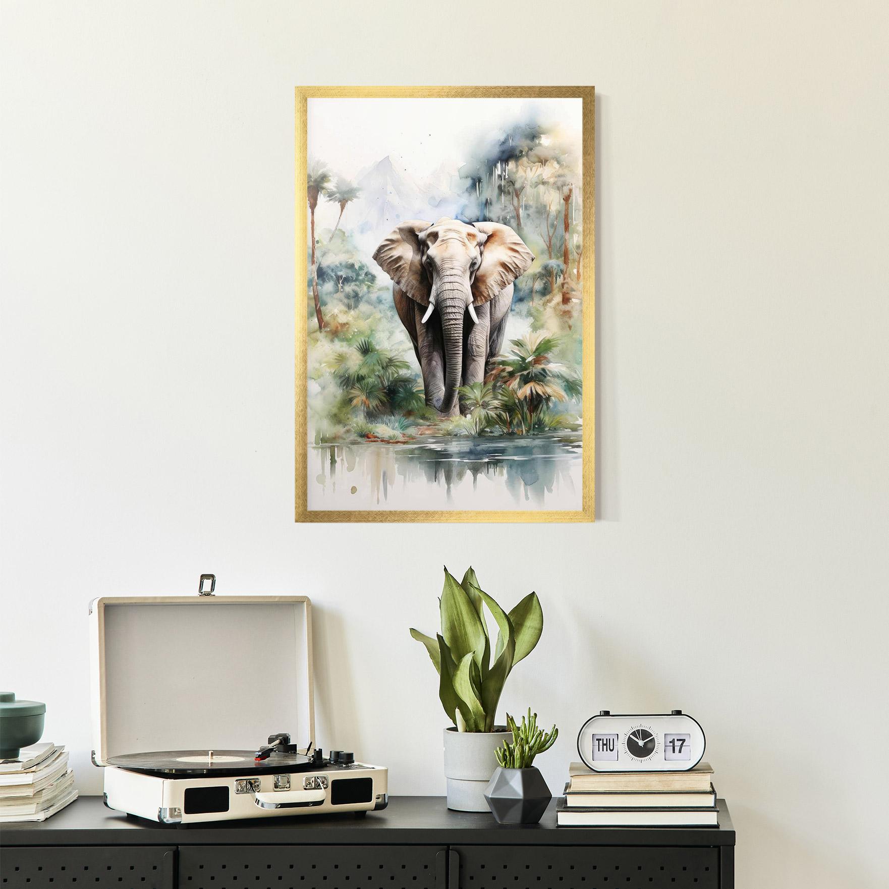 Plakat w Ramie Wild Watercolor Elephant mockup 2