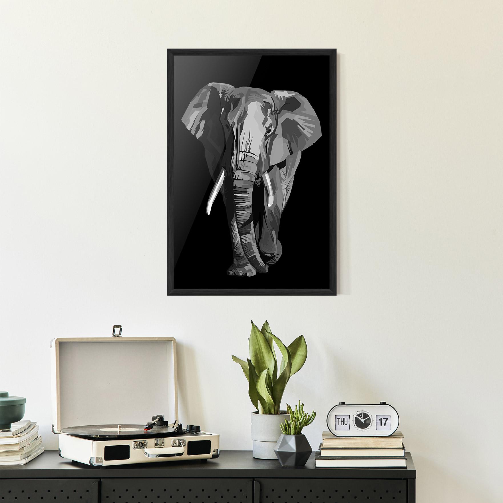 Plakat w Ramie Beautiful Grey Elephant mockup 2
