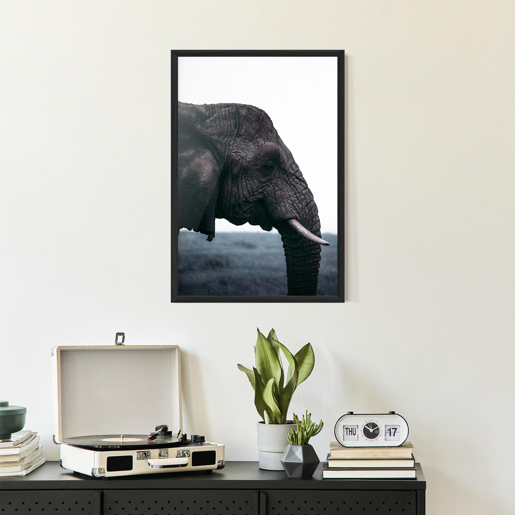 Plakat w Ramie Close Grey Eelephant mockup 2