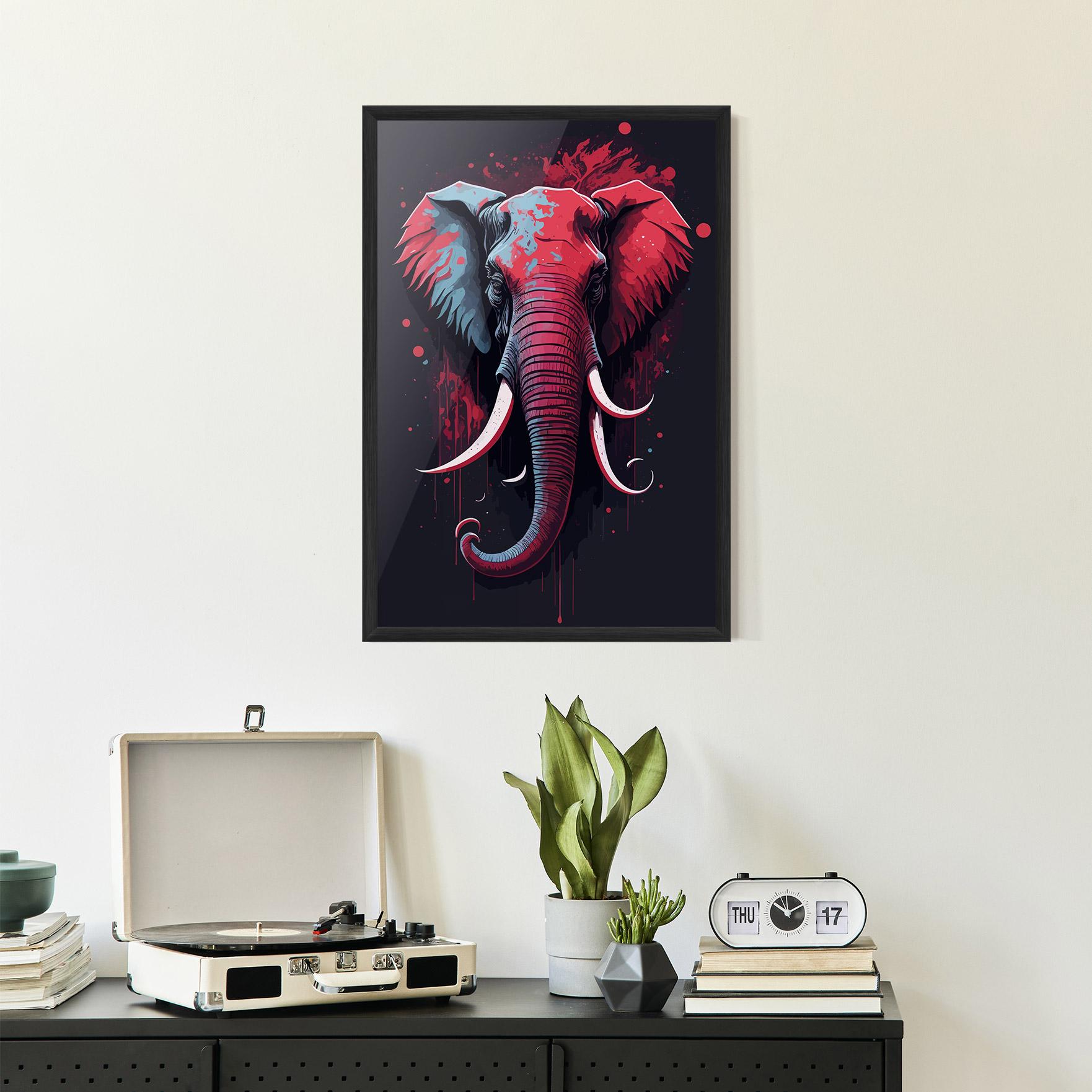 Plakat w Ramie Red Blue Elephant mockup 2