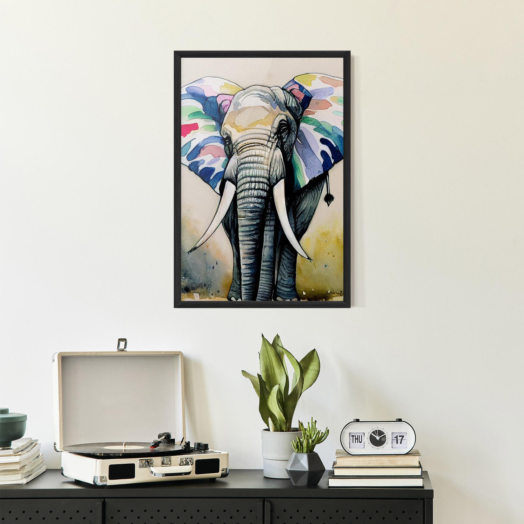Plakat w Ramie Watercolor Elephant Art mockup 2