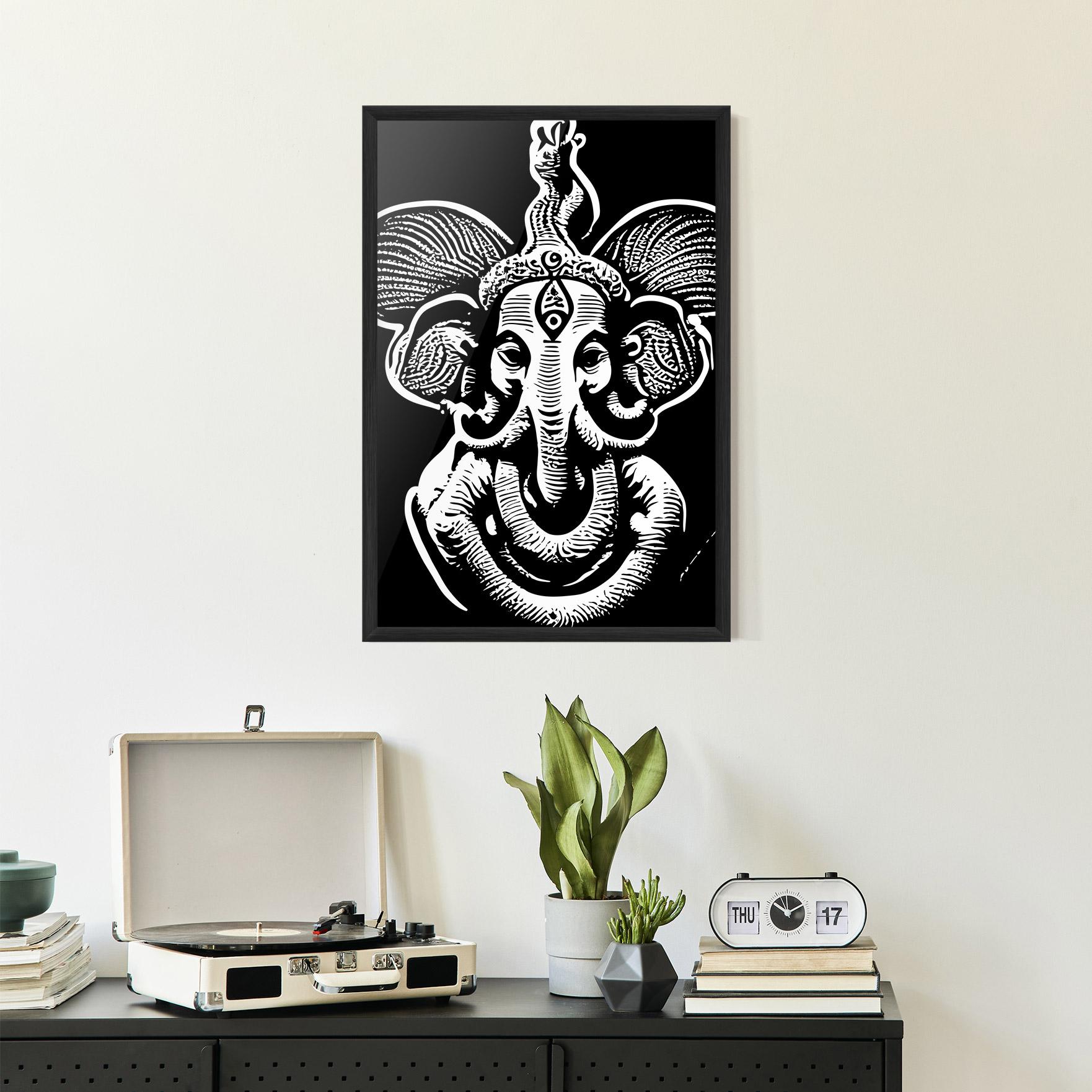 Plakat w Ramie White Head Elephant mockup 2