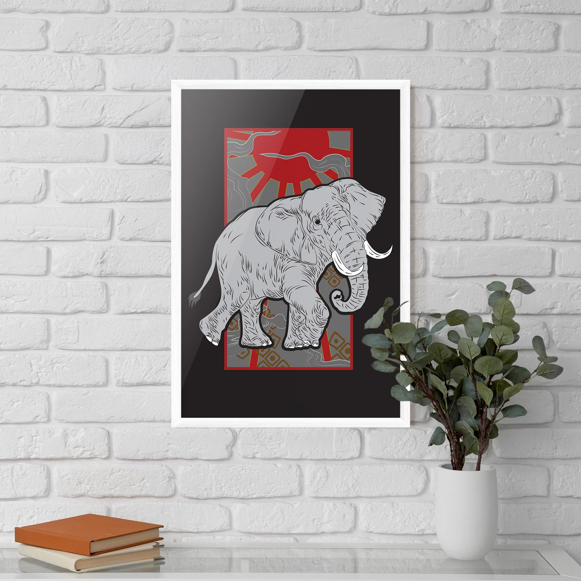 Plakat w Ramie Asian Elephant mockup 5